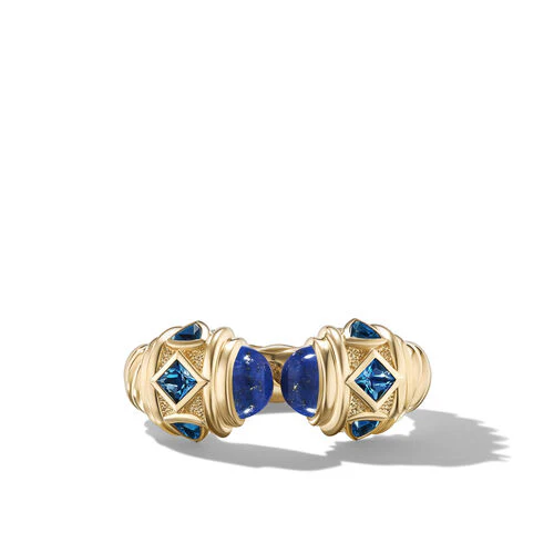 Renaissance Color Ring in 18K Yellow Gold with Lapis and Hampton Blue Topaz, Size 6 - Image 3