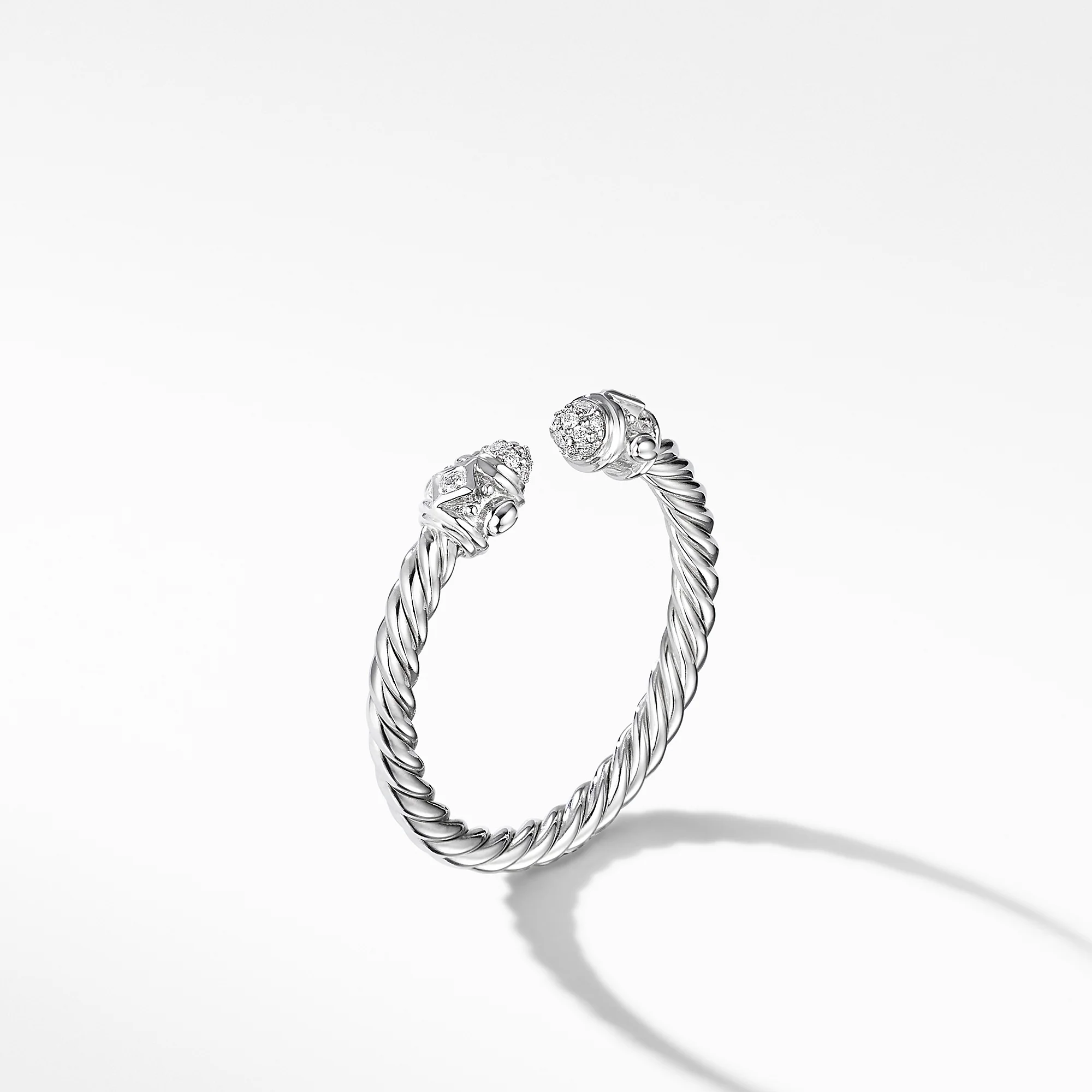 Renaissance Ring in 18K White Gold with Diamonds, Size 6