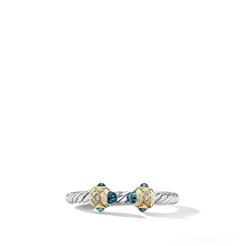 Renaissance Ring in Sterling Silver with Hampton Blue Topaz, 14K Yellow Gold and Diamonds, Size 6 - Image 3