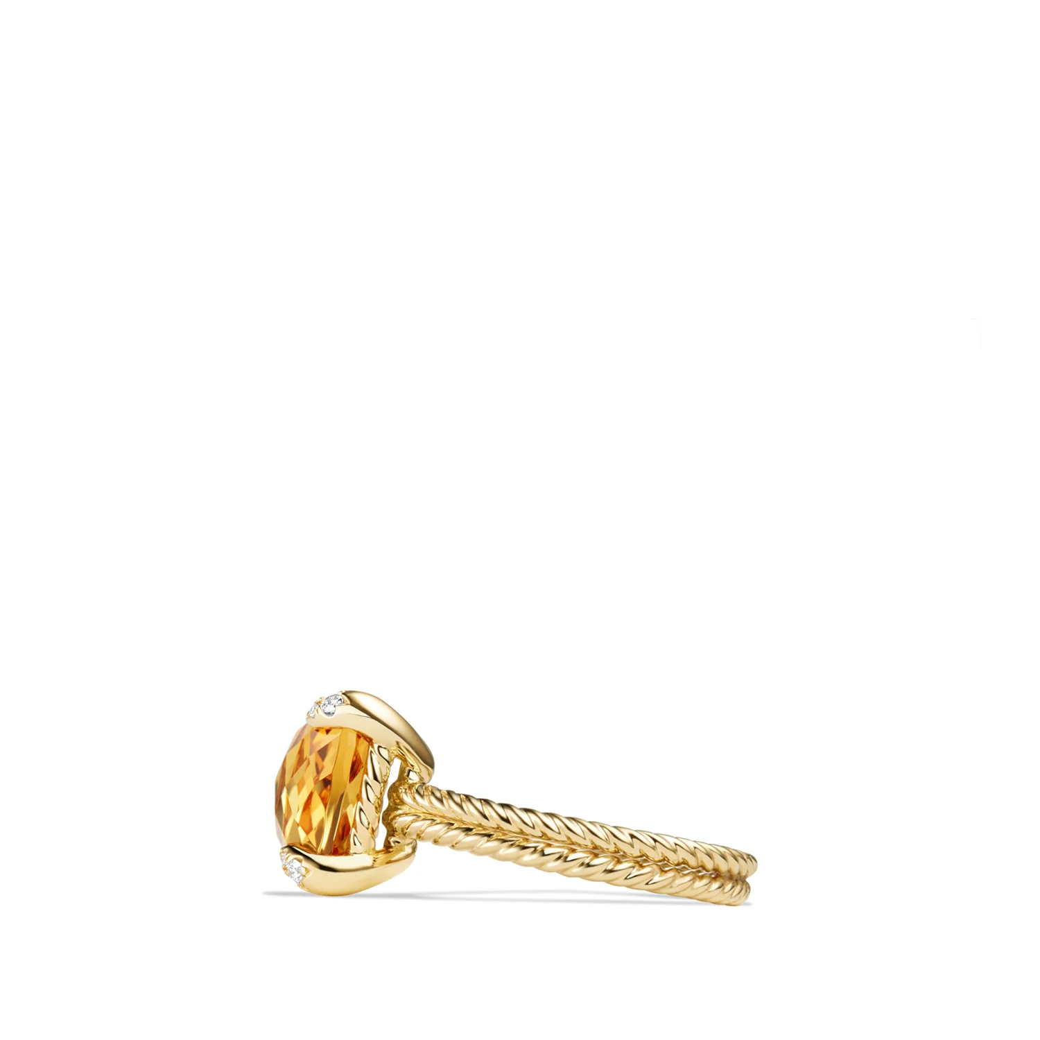 Ring Citrine and Diamonds in 18K Gold, Size 7 - Image 2