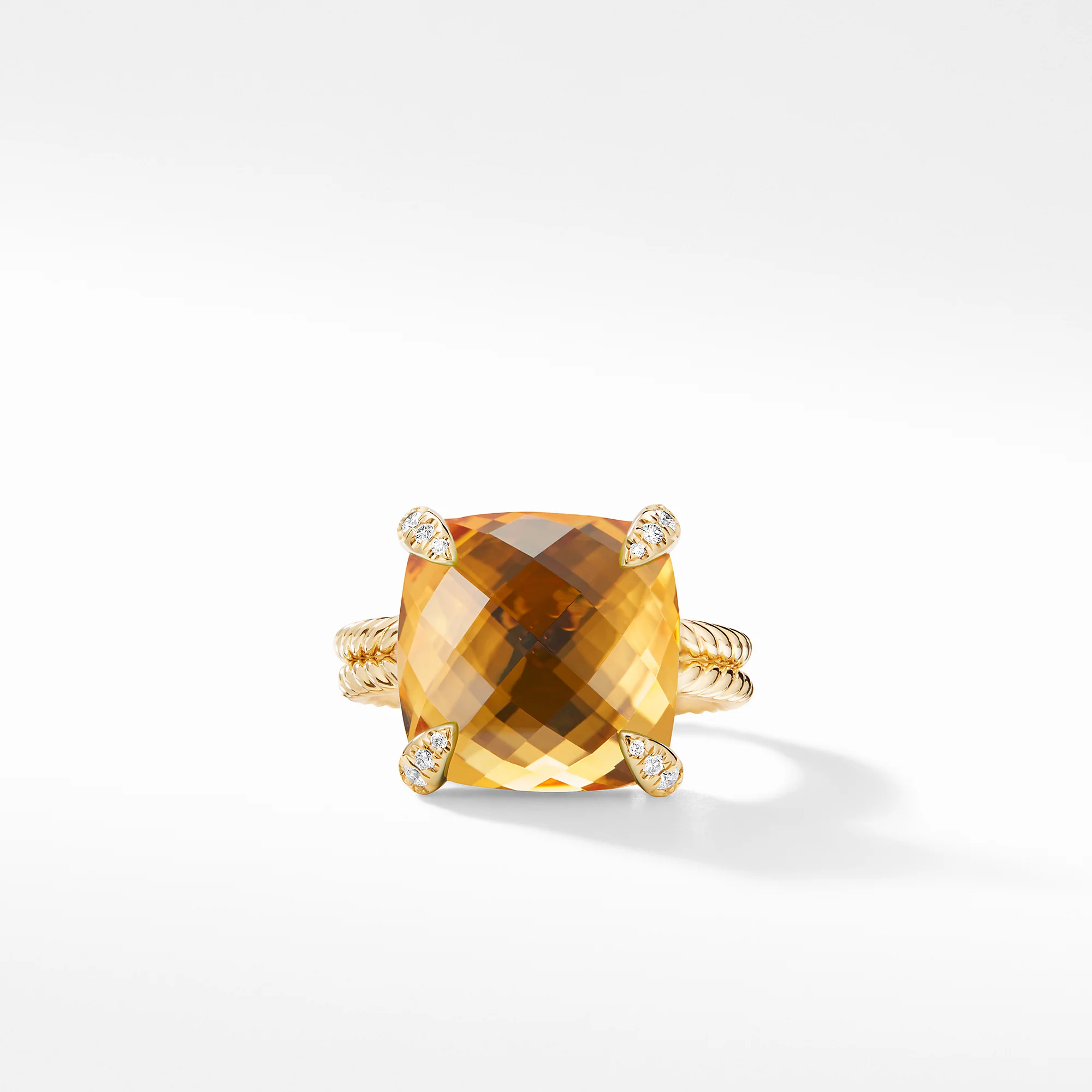 Ring with Citrine and Diamonds in 18K Gold, Size 6 - Image 2