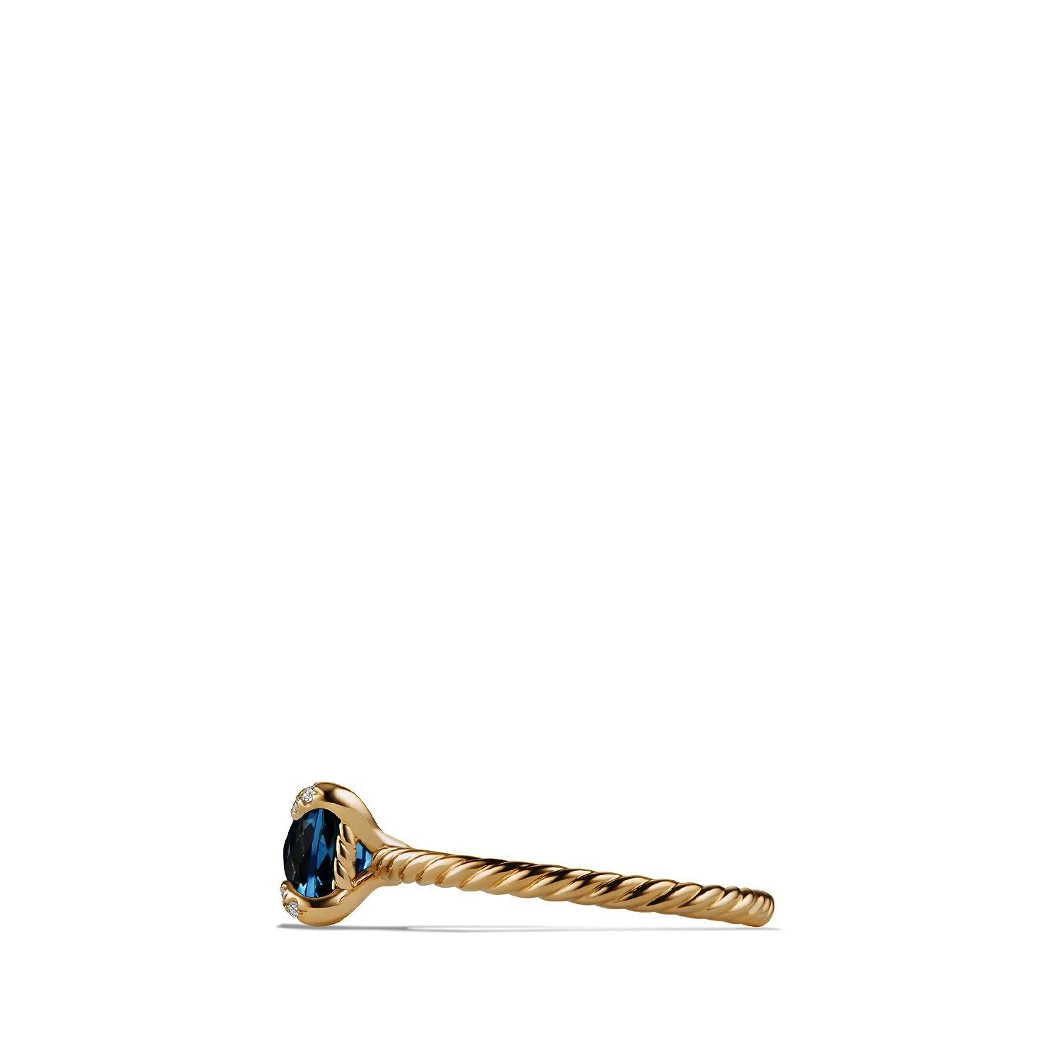 Ring with Hampton Blue Topaz and Diamonds in 18K Gold, Size 7 - Image 2