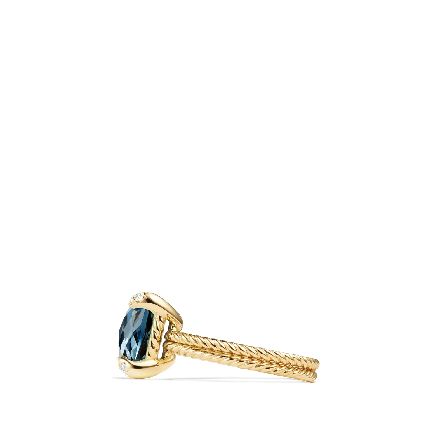 Ring with Hampton Blue Topaz and Diamonds in 18K Gold, Size 6 - Image 2