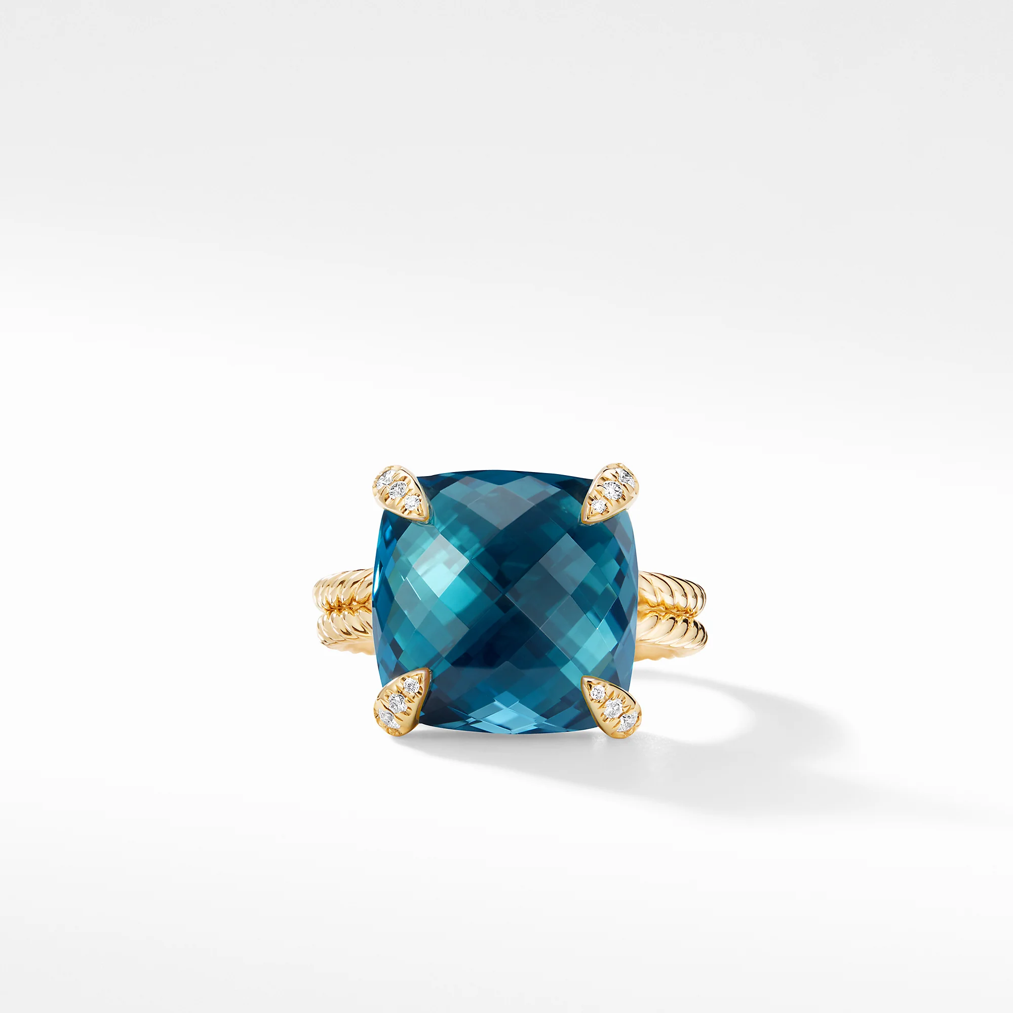 Ring with Hampton Blue Topaz and Diamonds in 18K Gold, Size 7 - Image 2