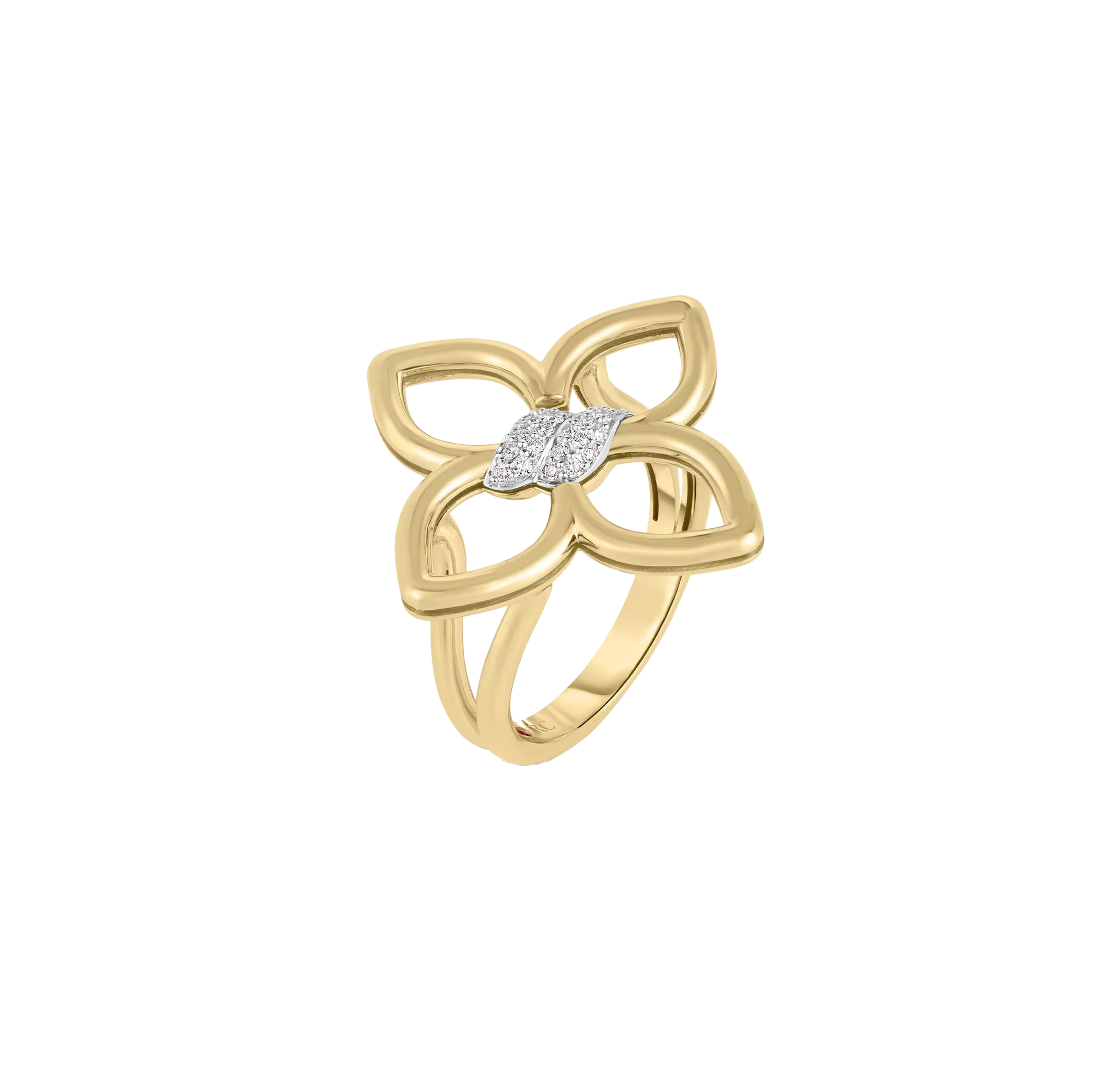 Roberto Coin Cialoma Mixed Metals Small Diamond Flower Ring