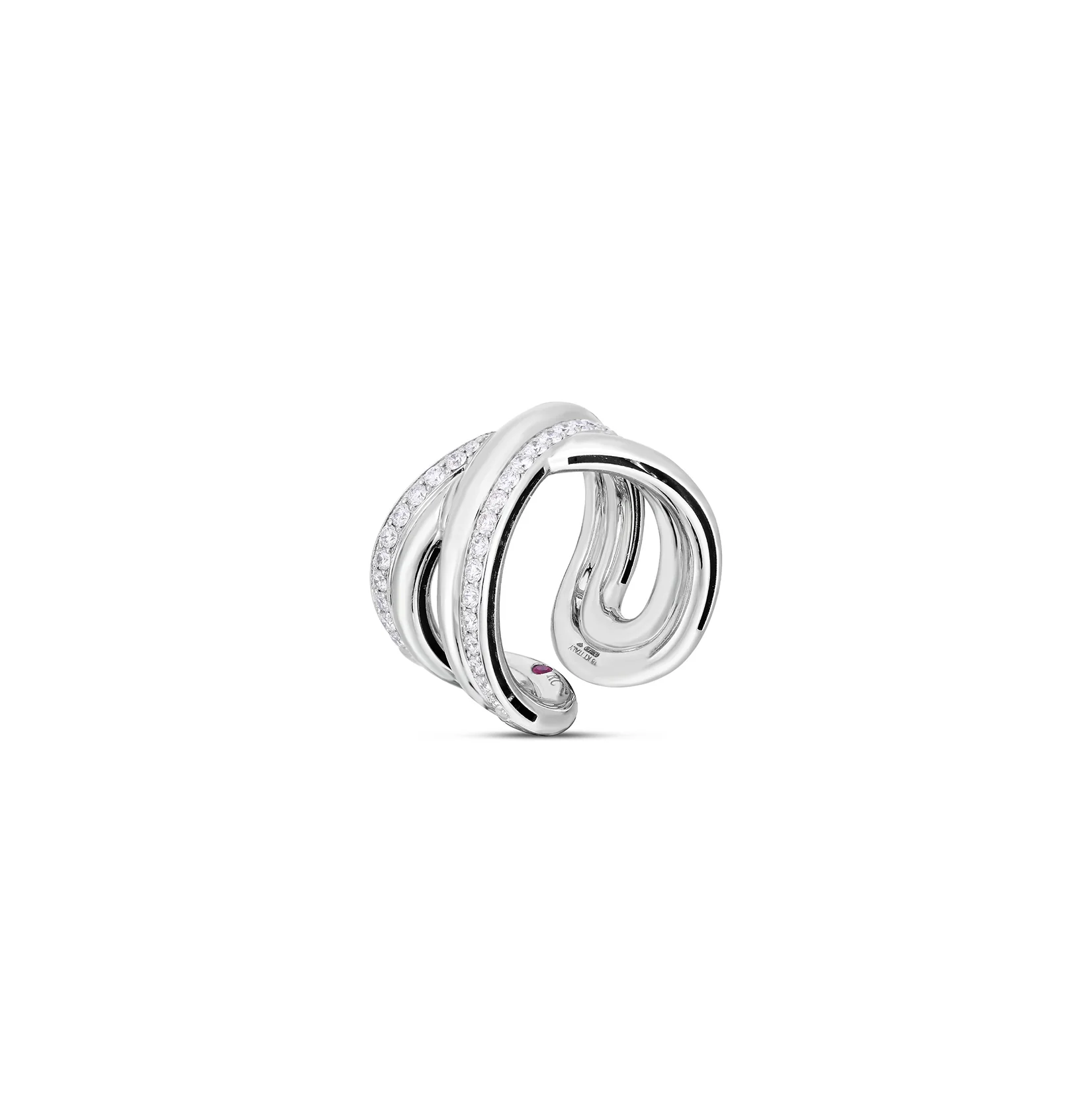 Roberto Coin Cialoma White Gold Diamond Crossover Ring - Image 2