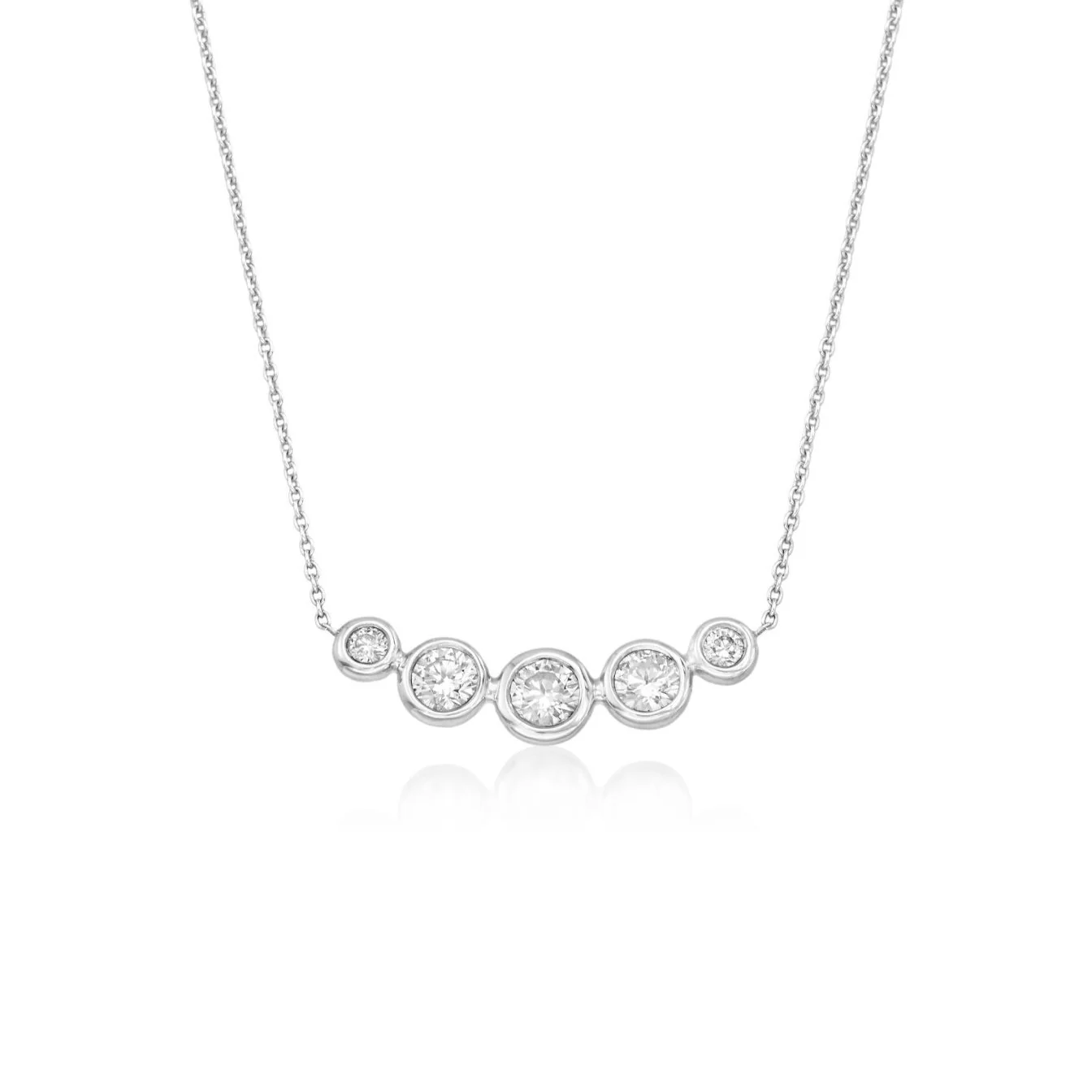 Roberto Coin Classic Diamond 18K White Gold Five Diamond Bezel Necklace