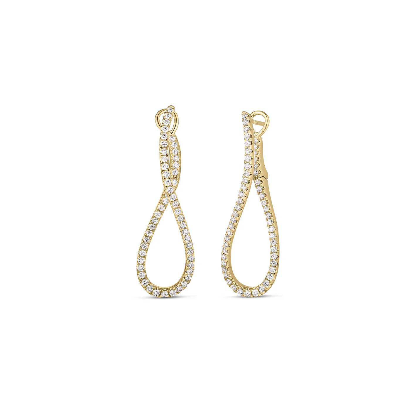 Roberto Coin Classic Diamond Yellow Gold Swirl Earrings