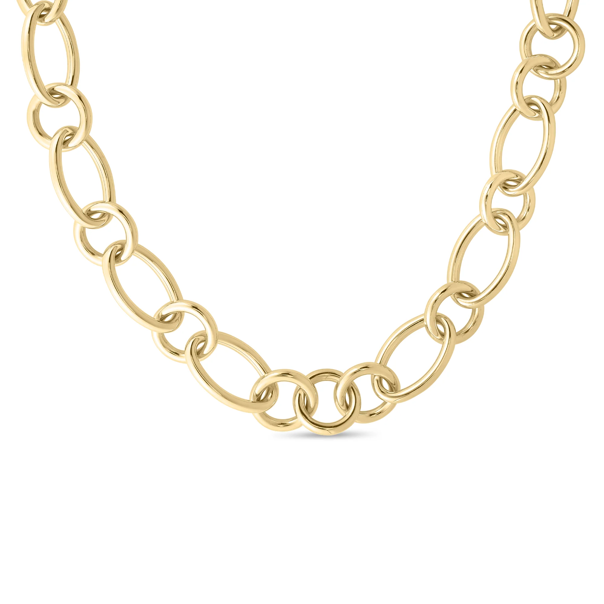 Roberto Coin Designer Gold 18K Yellow Gold Alternating Round & Oval Link Chain Necklace