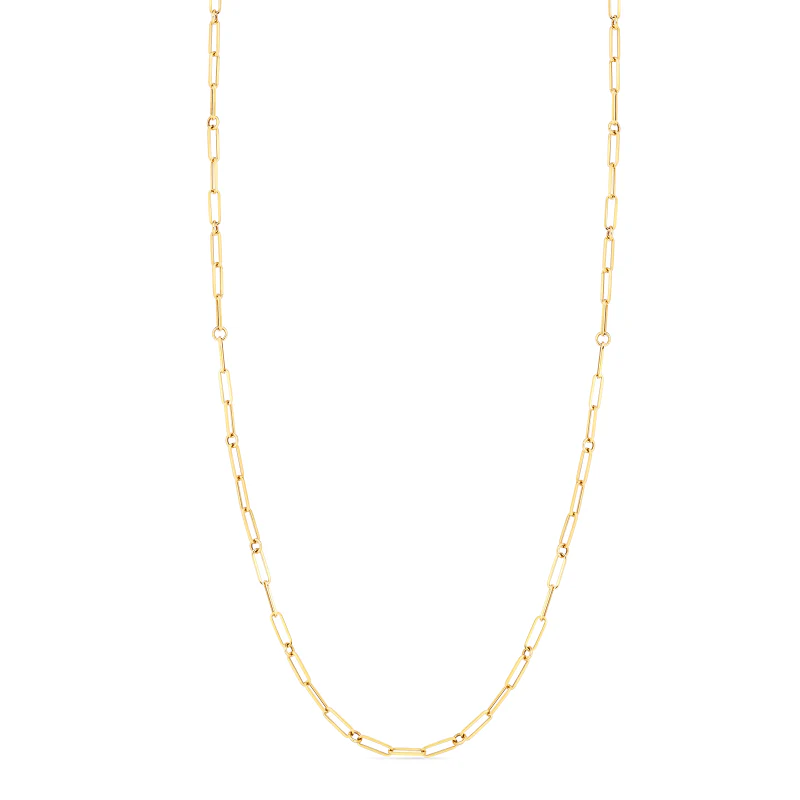 Roberto Coin Designer Gold 18K Yellow Gold Fine Paperclip Link Chain, 17"