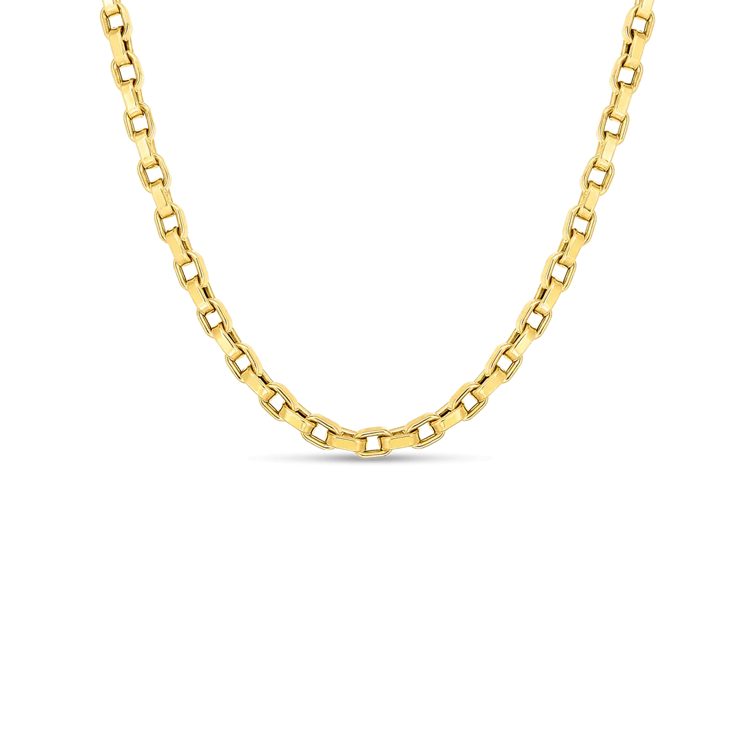 Roberto Coin Designer Gold Yellow Gold Square Link Chain Necklace