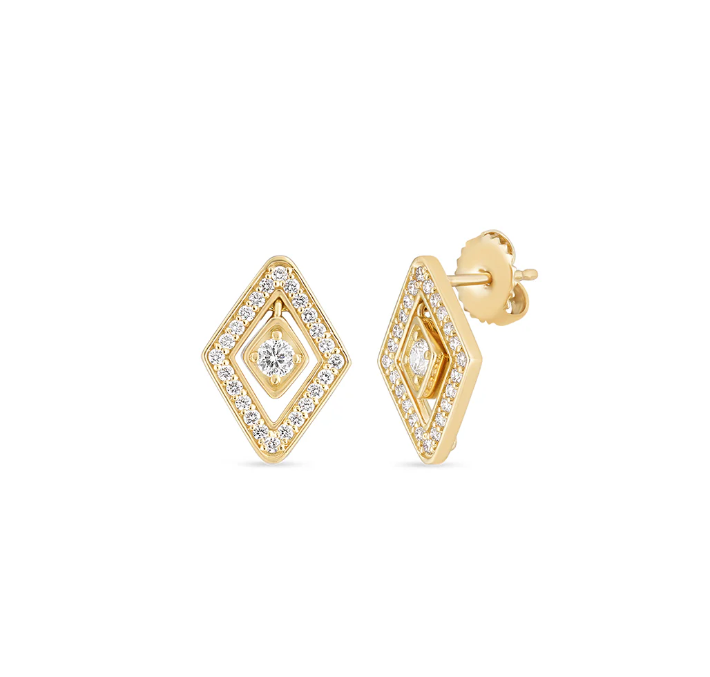 Roberto Coin Diamante Yellow Gold Diamond Stud Earrings