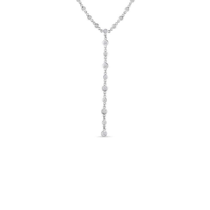 Roberto Coin Diamonds by the Inch 18K White Gold Diamond Bezel Lariat Necklace