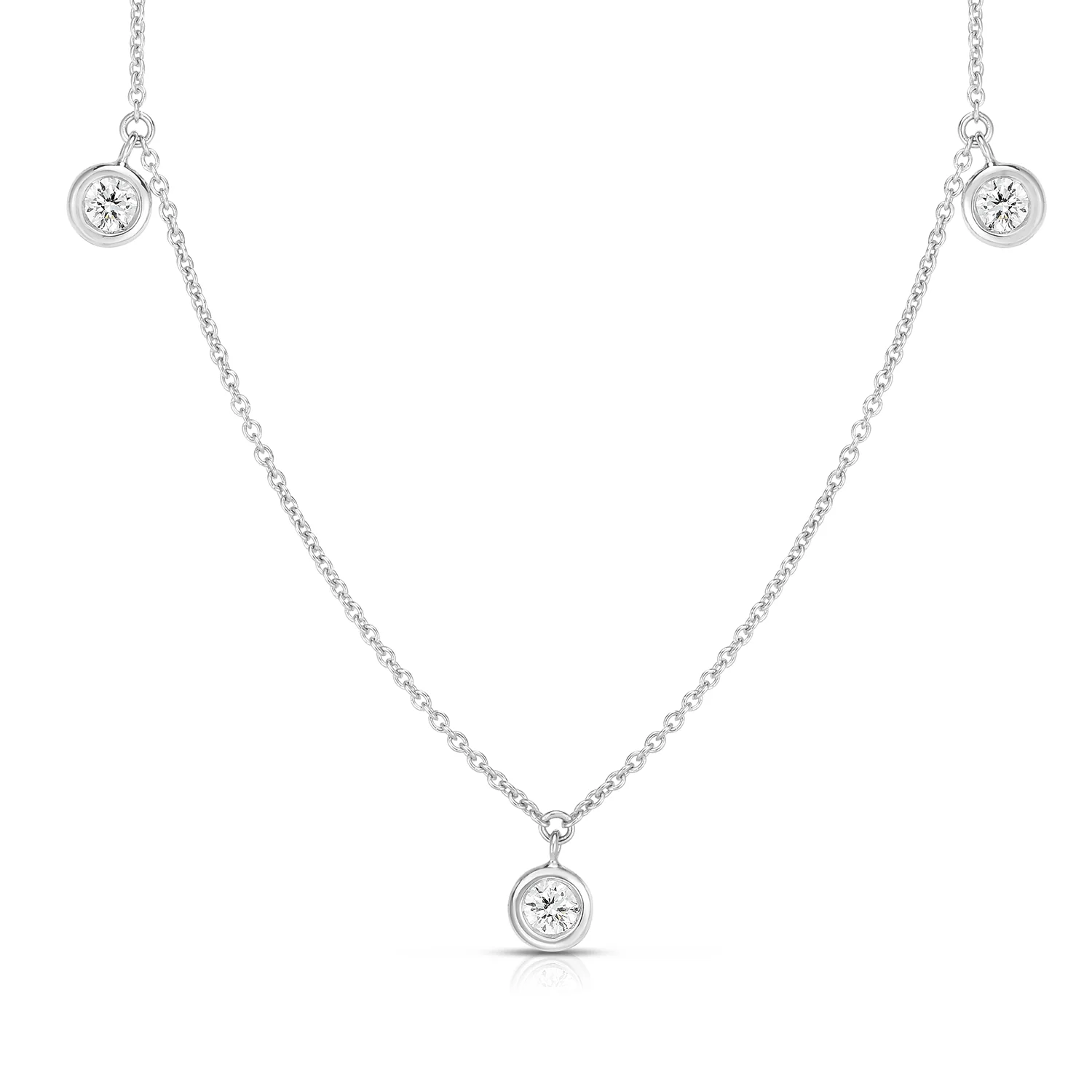 Roberto Coin Diamonds by the Inch Diamond Drop Station Necklace in 18K White Gold