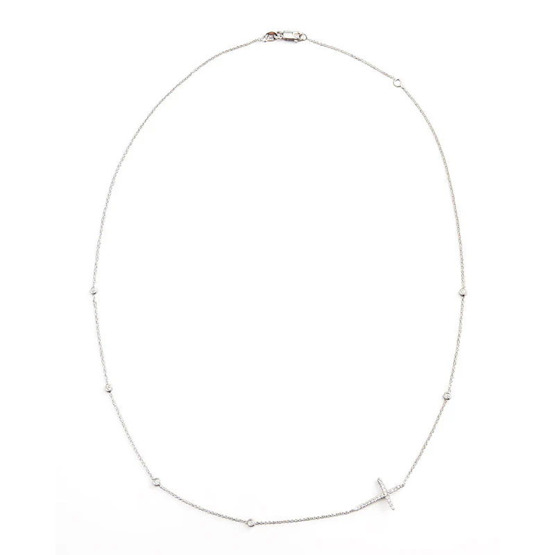 Roberto Coin Diamonds by the Inch Sideways Cross Necklace