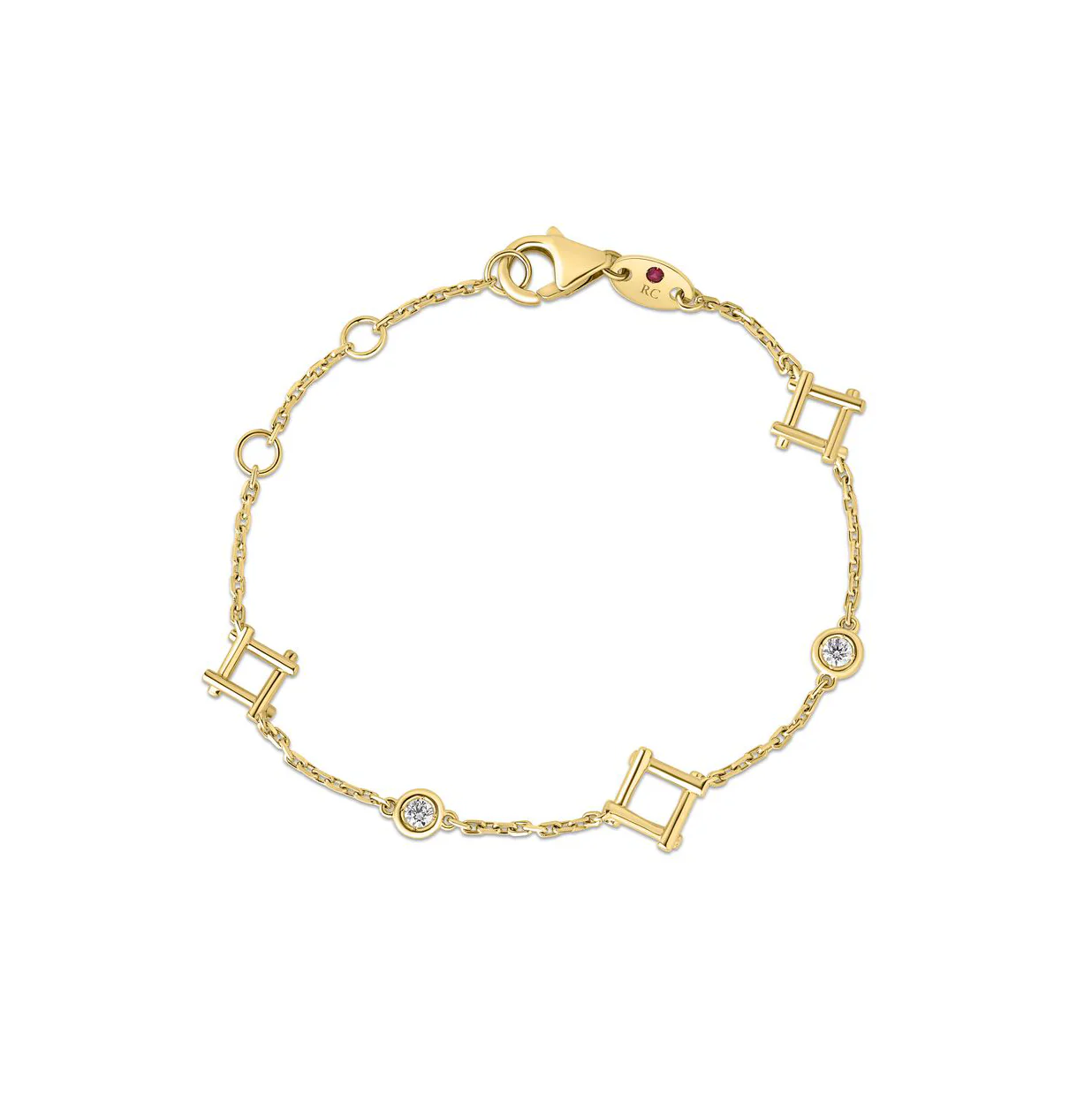 Roberto Coin Domino Alternating Diamond Station Bracelet