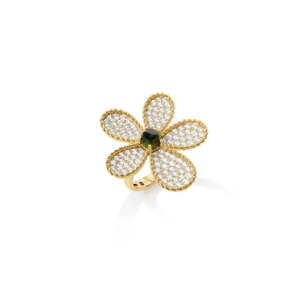 Roberto Coin Jasmine Green Tourmaline and Diamond Flower Ring - Image 2