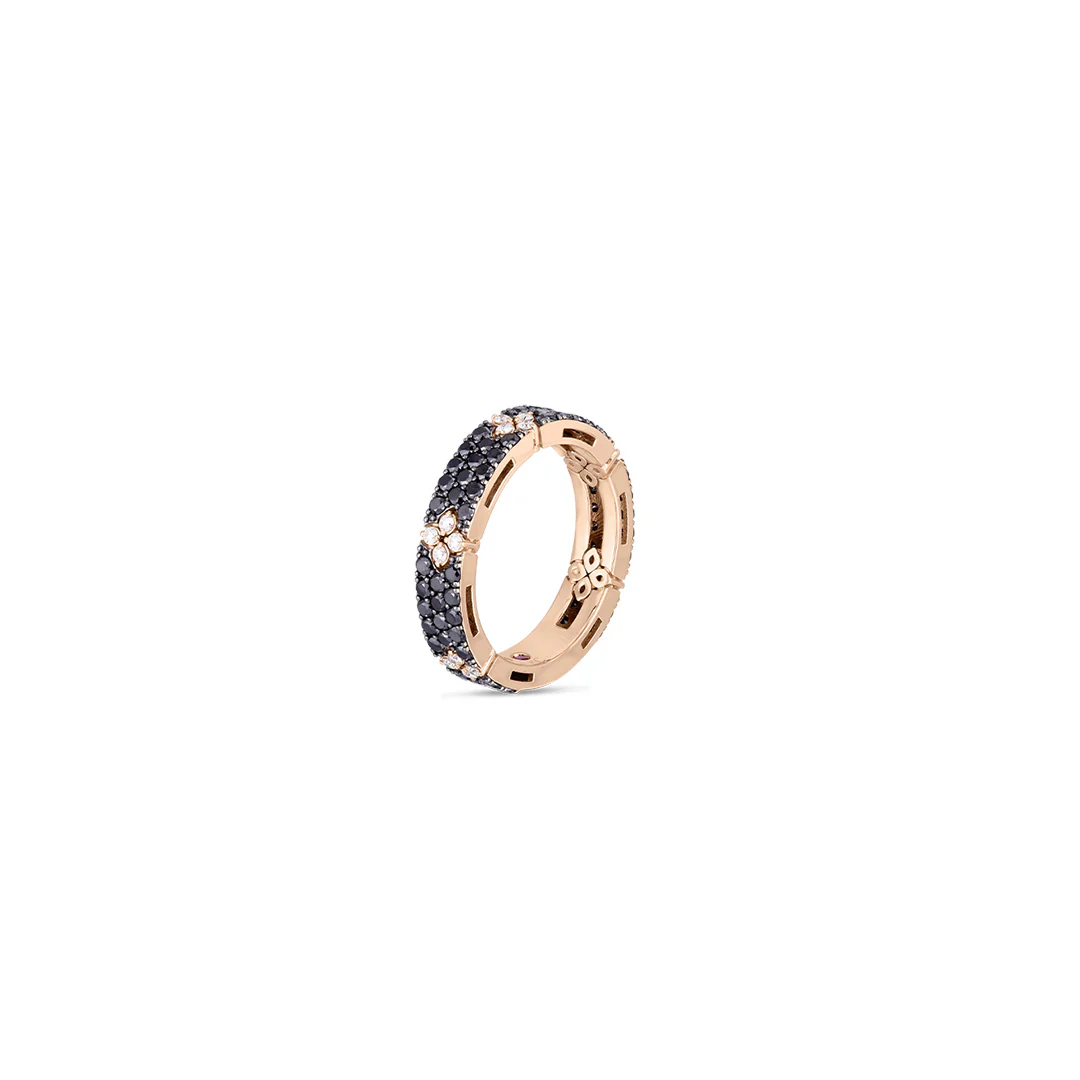 Roberto Coin Love in Verona 18K Rose Gold Black and White Diamond Ring - Image 2