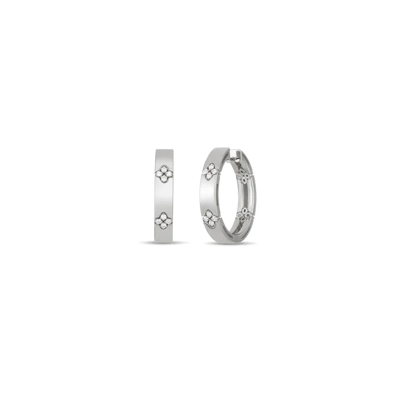 Roberto Coin Love in Verona 18K White Gold Diamond Hoop Earrings