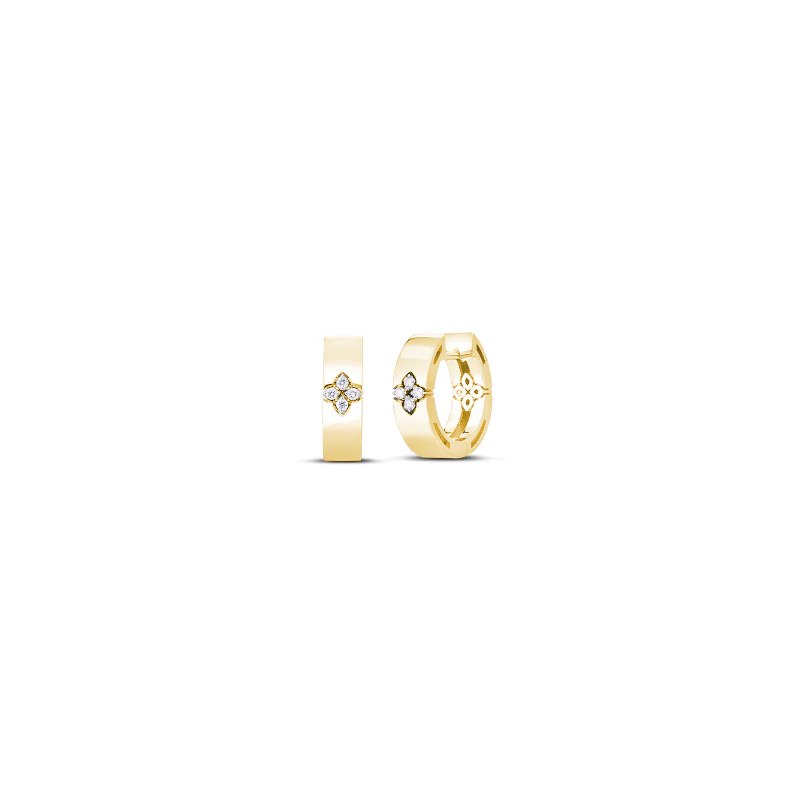 Roberto Coin Love in Verona 18K Yellow Gold Petite Diamond Hoop Earrings