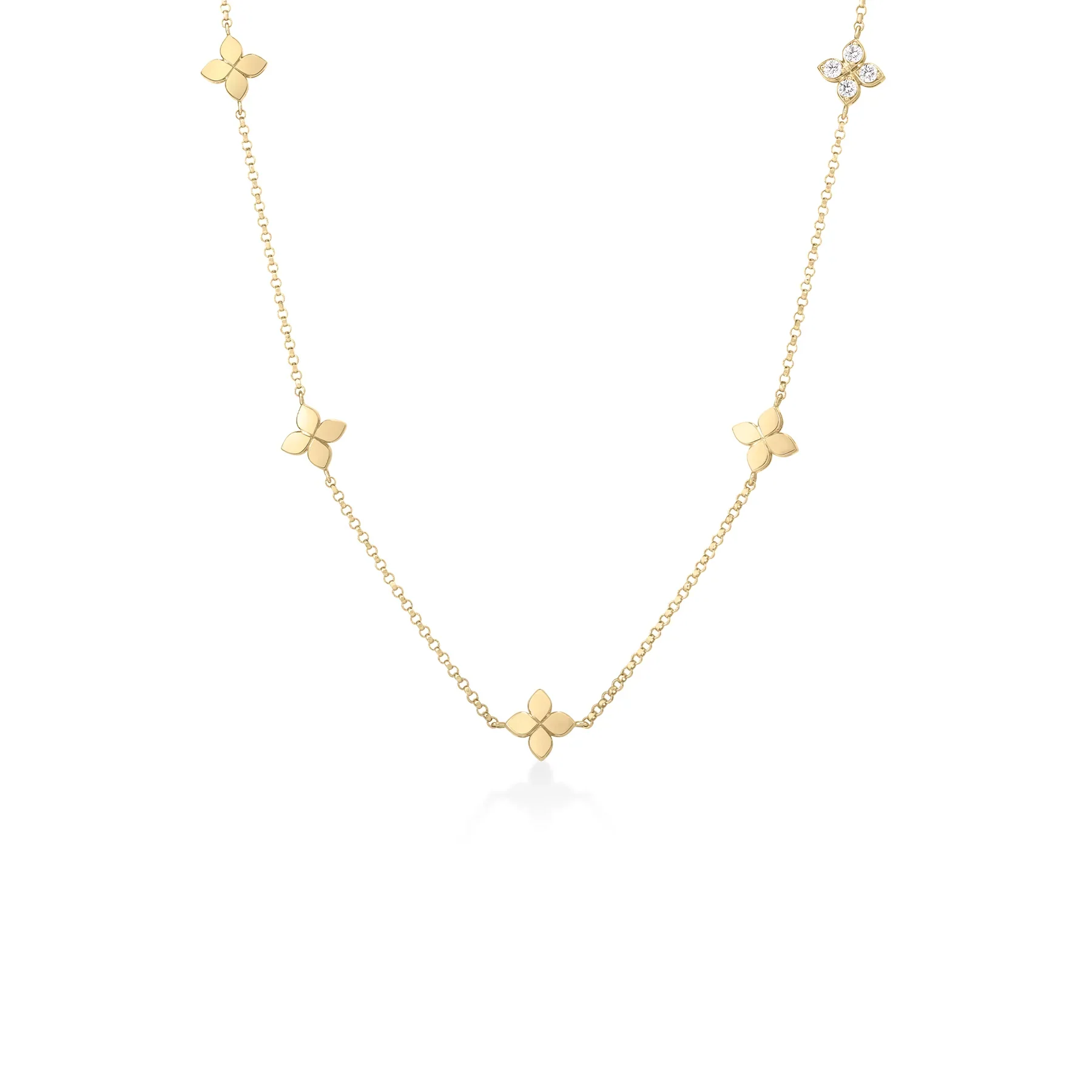 Roberto Coin Love in Verona Diamond Flower Station Necklace