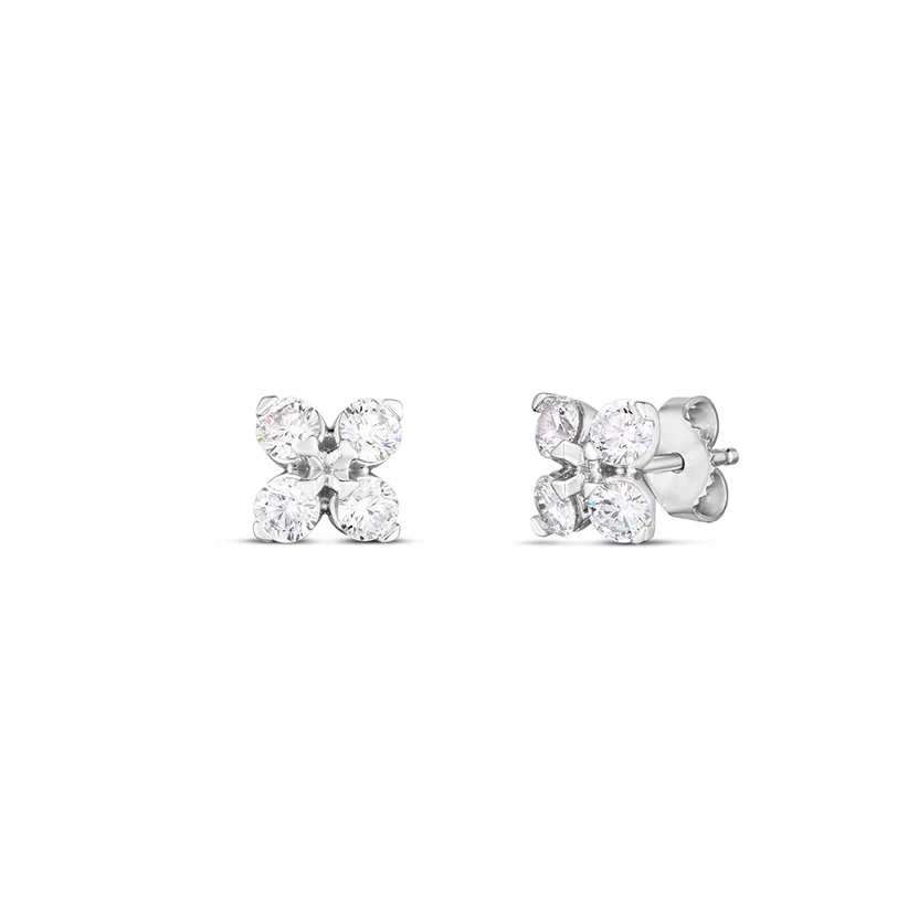 Roberto Coin Love in Verona White Gold Diamond Stud Earrings