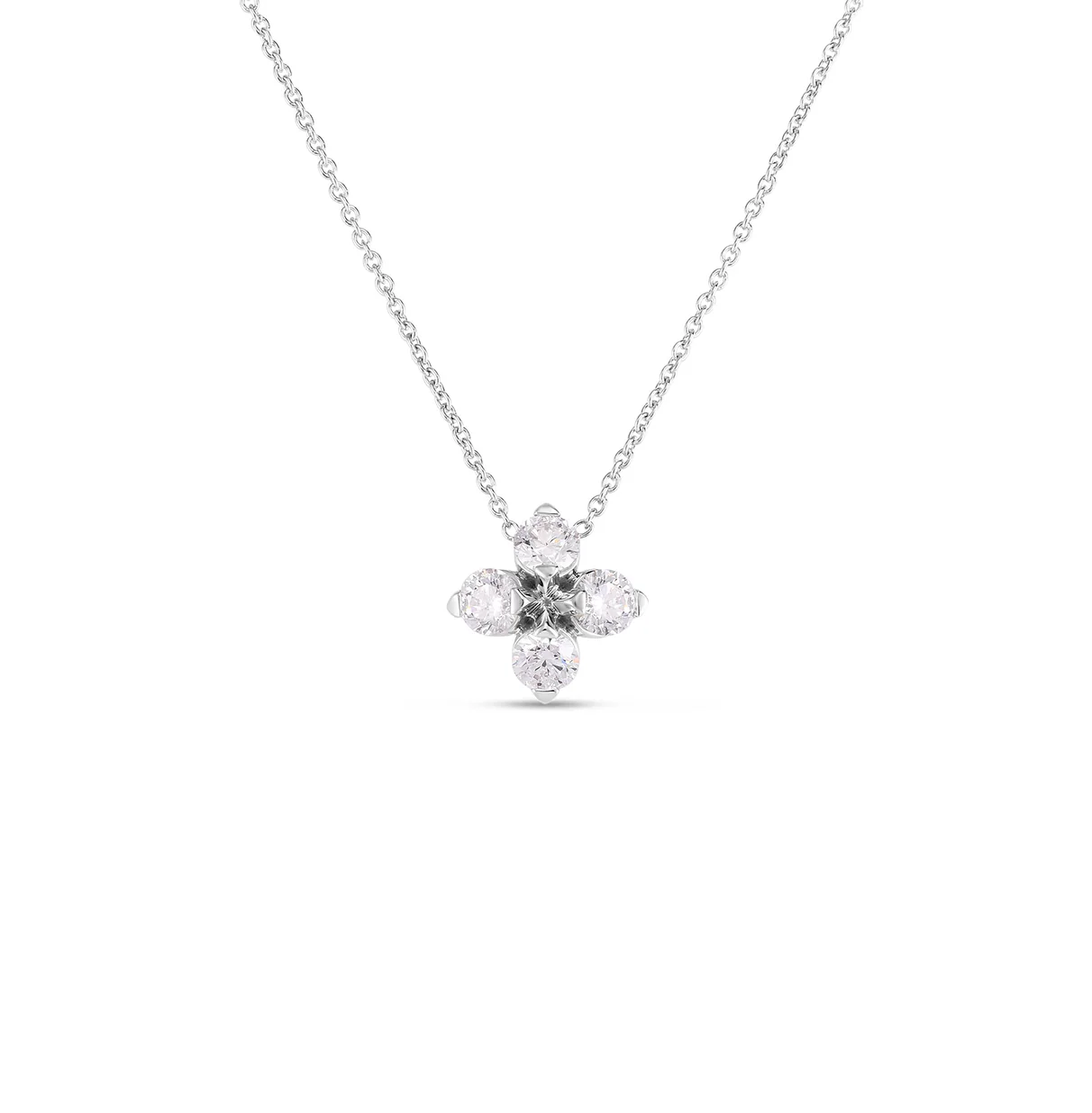 Roberto Coin Love in Verona White Gold Flower Diamond Necklace
