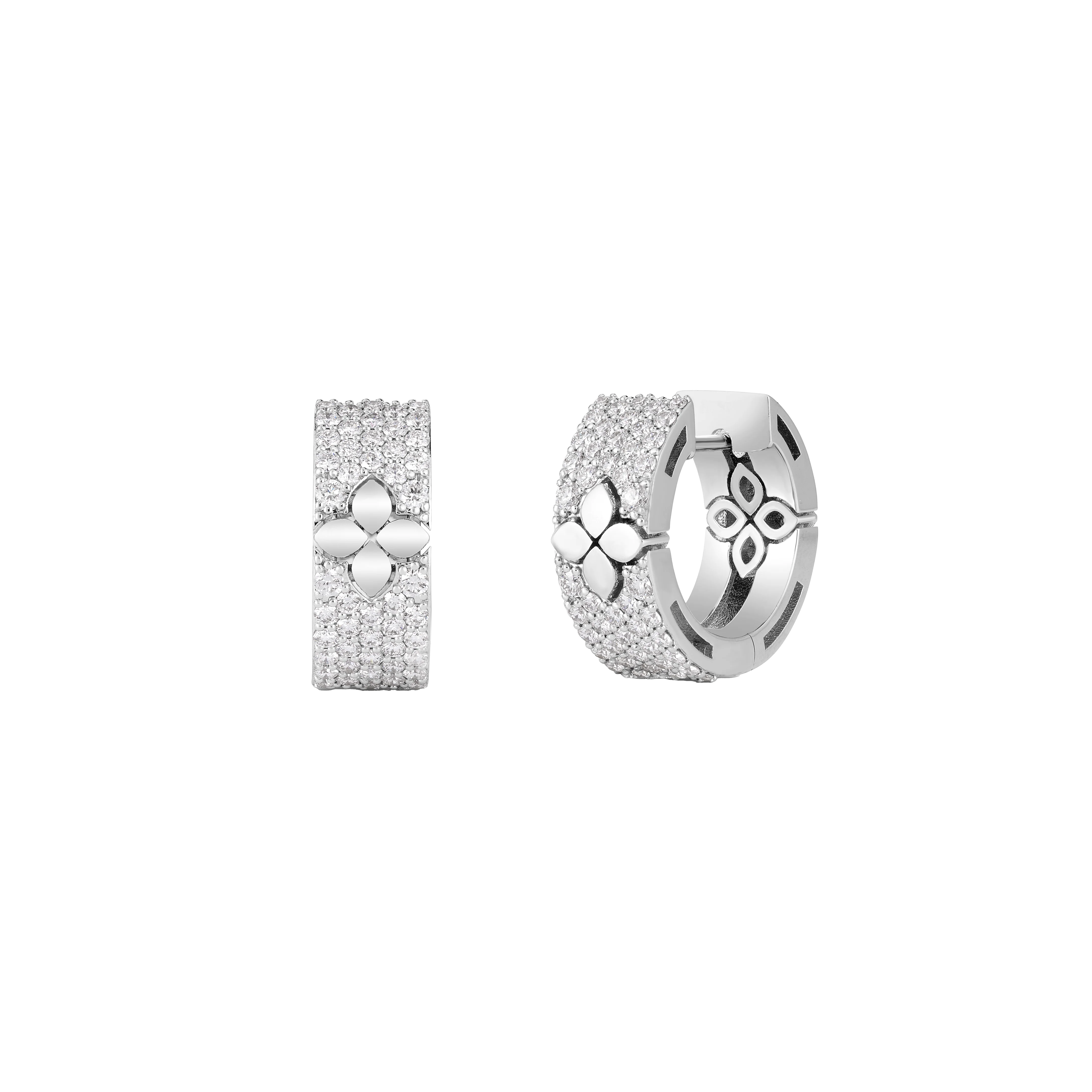 Roberto Coin Love in Verona White Gold Huggie Hoop Diamond Earrings