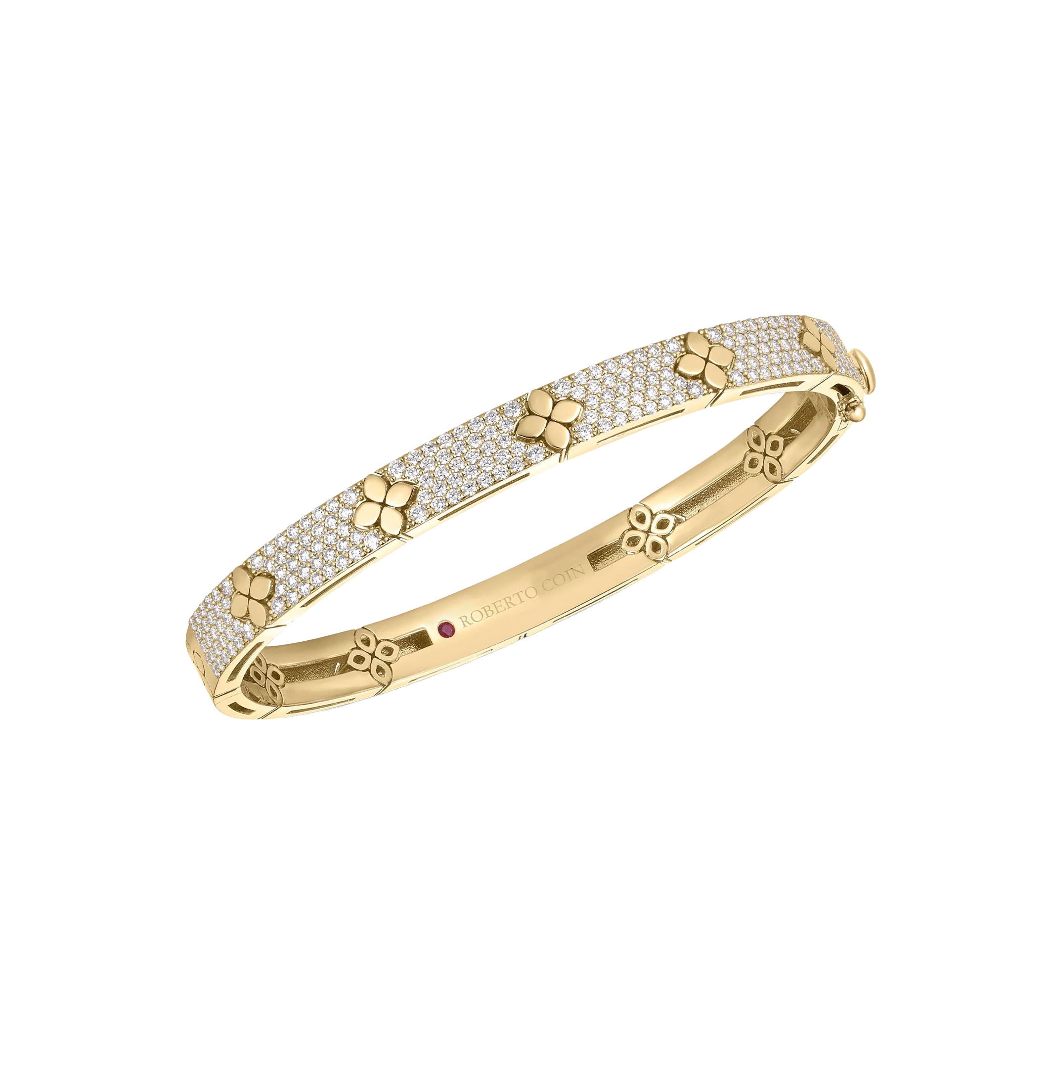 Roberto Coin Love in Verona Yellow Gold Flower Diamond Bangle