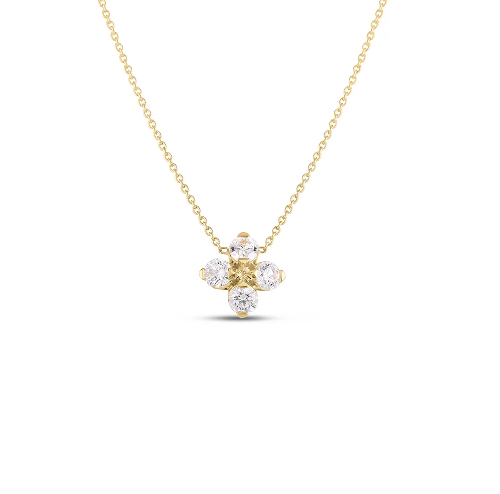 Roberto Coin Love in Verona Yellow Gold Flower Diamond Necklace
