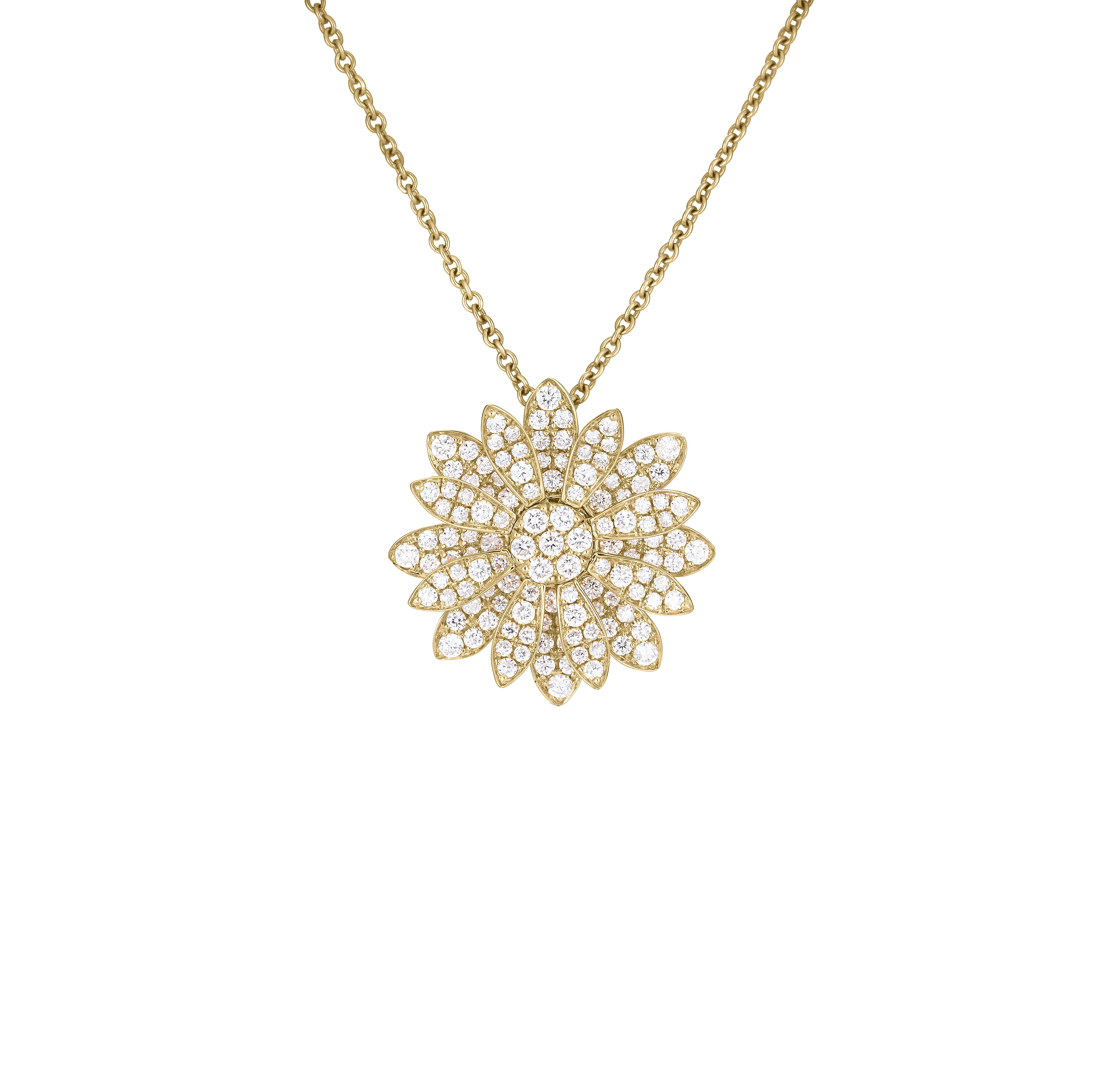 Roberto Coin Margherita Yellow Gold Diamond Flower Necklace