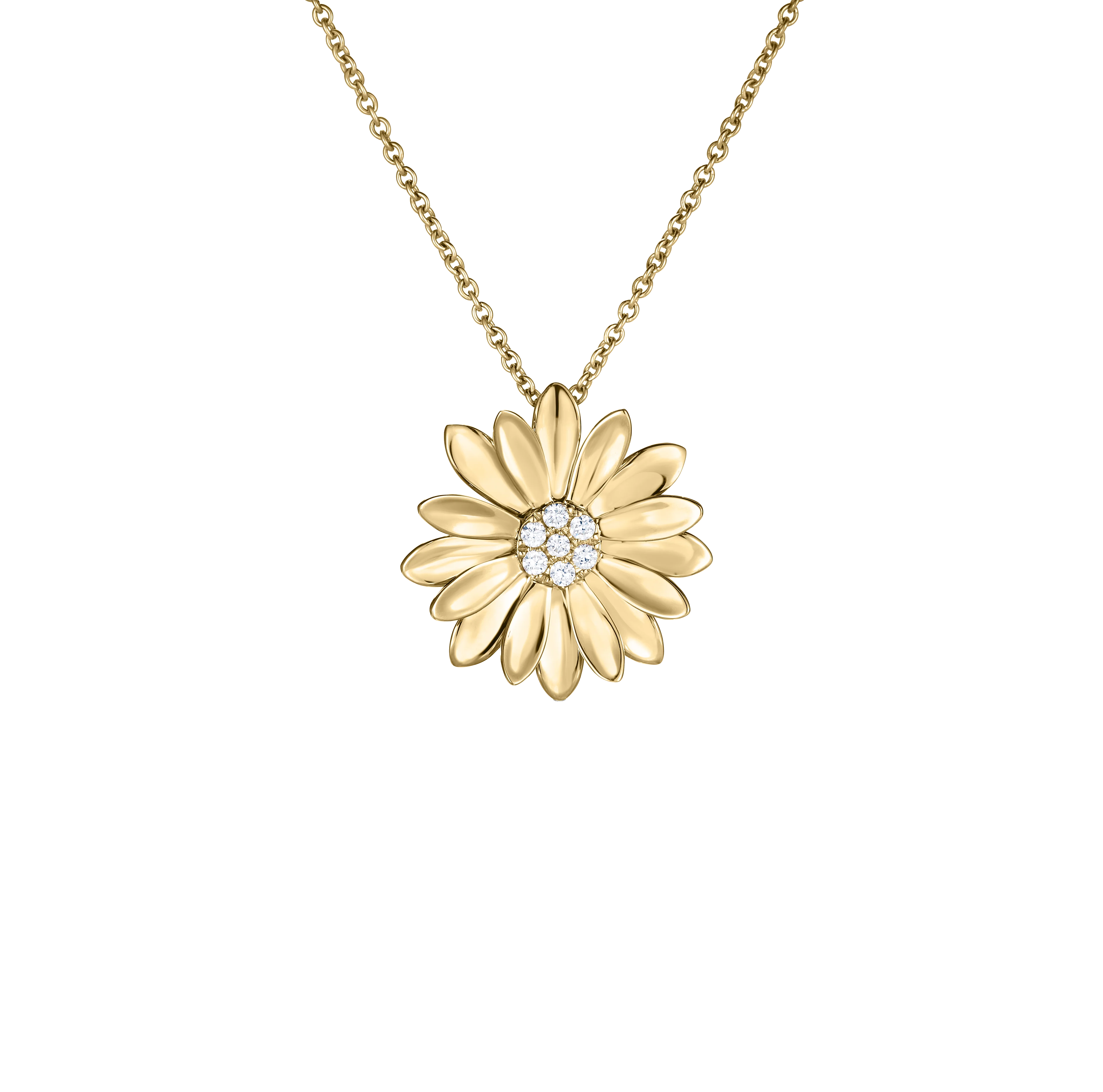 Roberto Coin Margherita Yellow Gold Diamond Flower Pendant