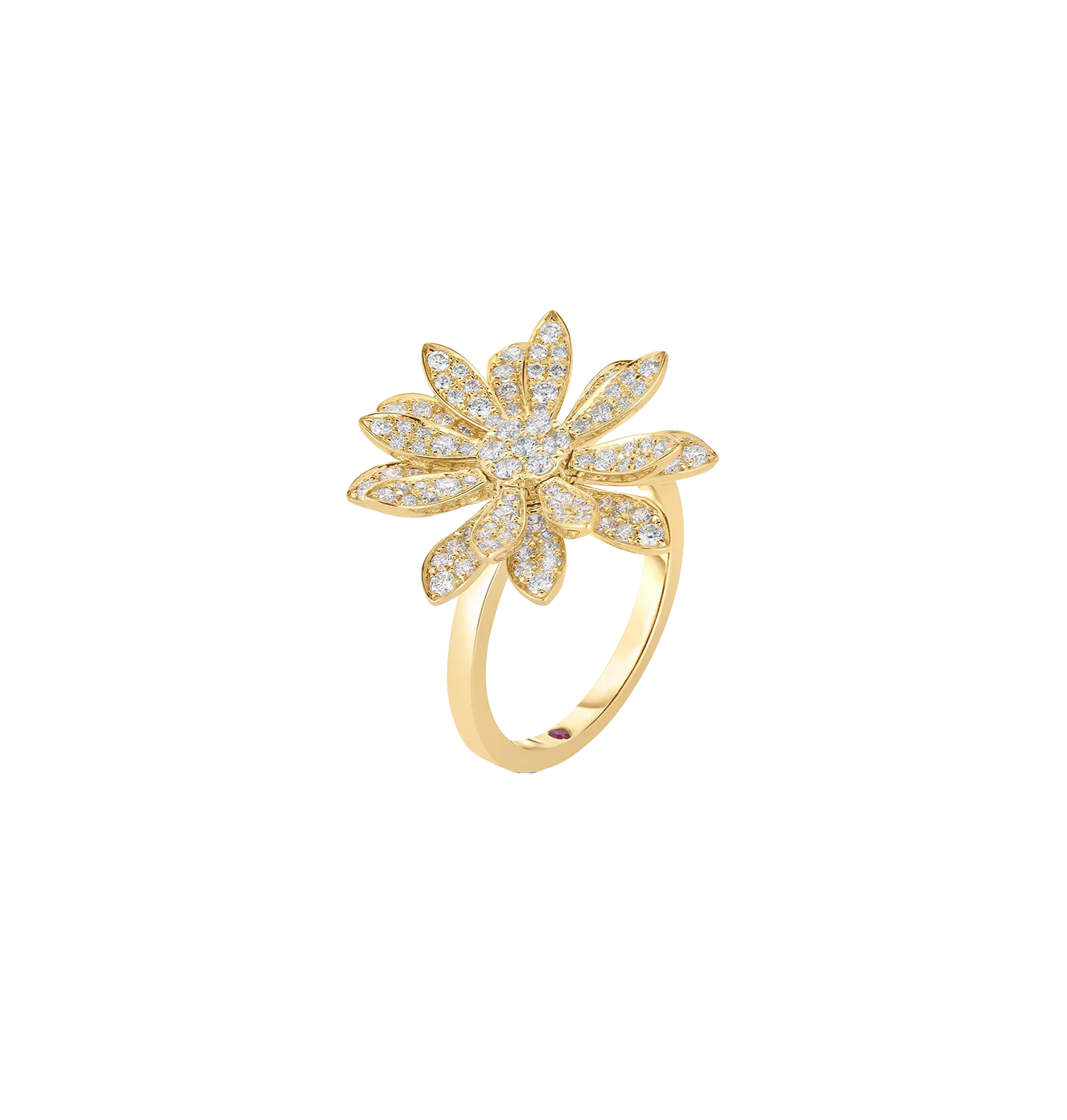 Roberto Coin Margherita Yellow Gold Diamond Flower Ring - Image 2