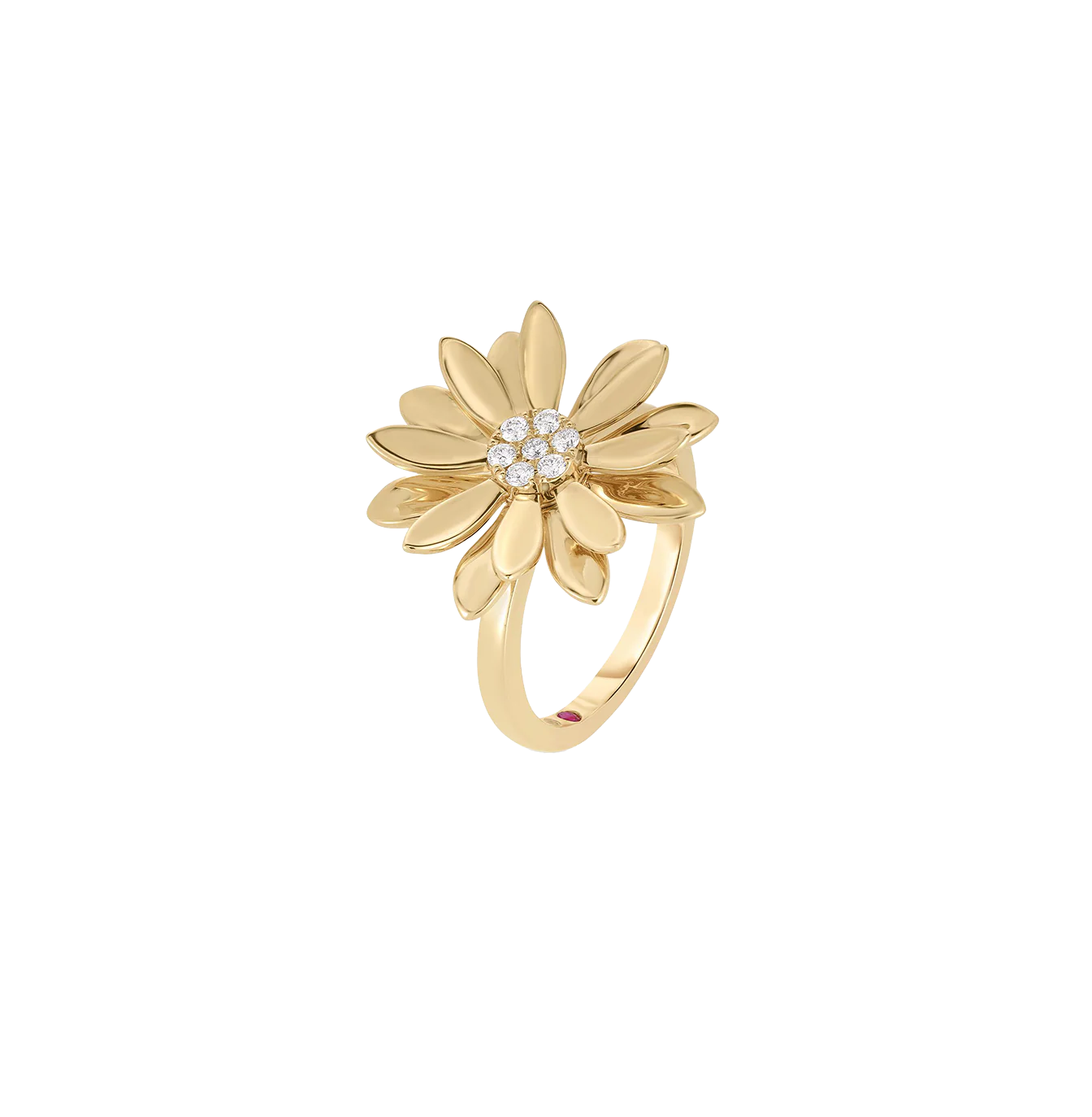 Roberto Coin Margherita Yellow Gold Flower Ring with Diamonds - Image 2