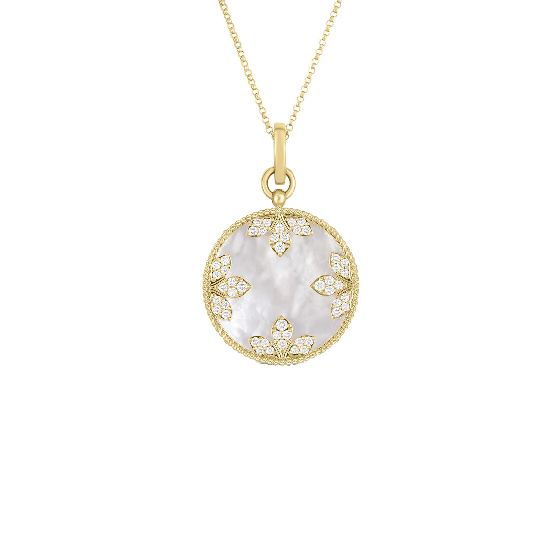 Roberto Coin Medallion Charms Mother-of-Pearl and Diamond Large Pendant