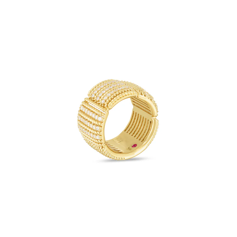 Roberto Coin Opera 18K Yellow Gold Diamond Accent Wide Band Ring - Image 2