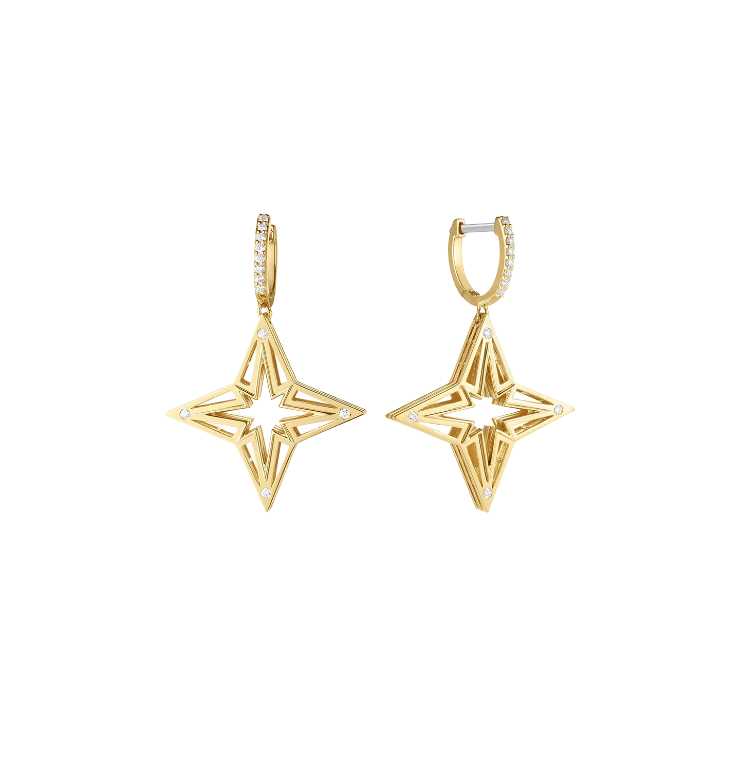 Roberto Coin Princess Star Yellow Gold Star Dangle Earrings