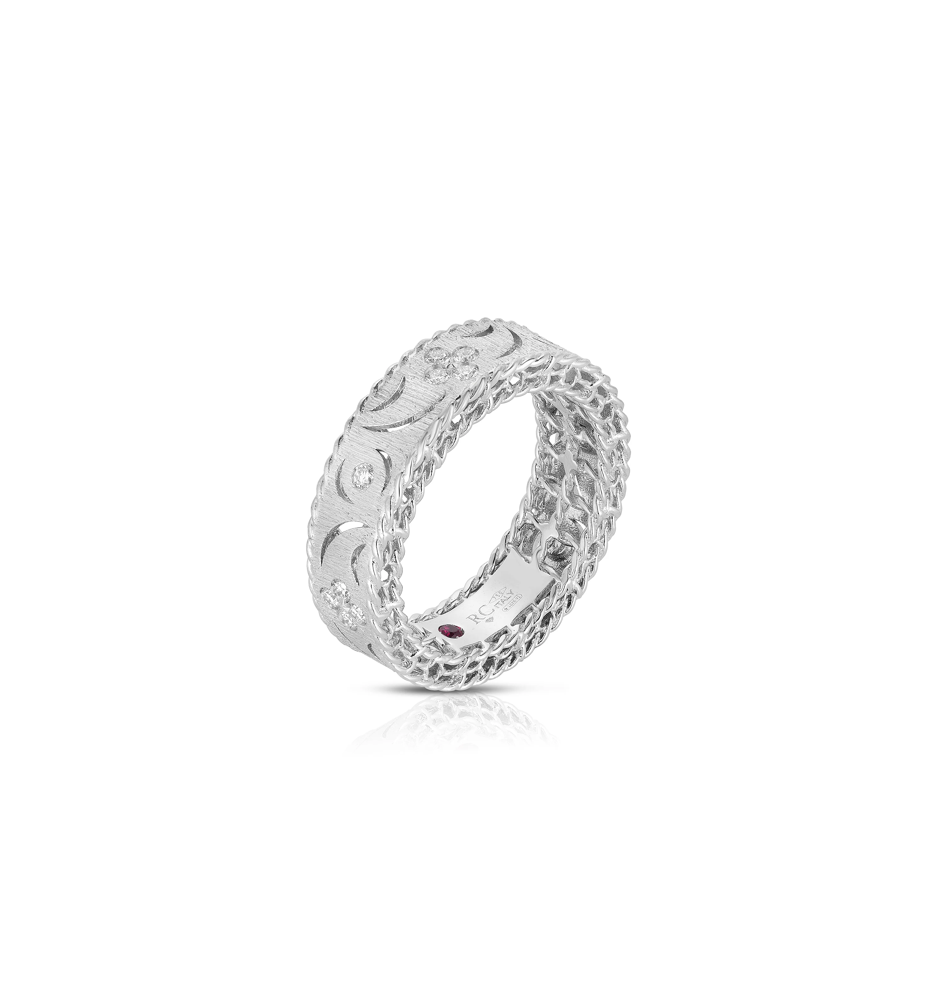 Roberto Coin Princess White Gold Diamond & Satin Finish Ring