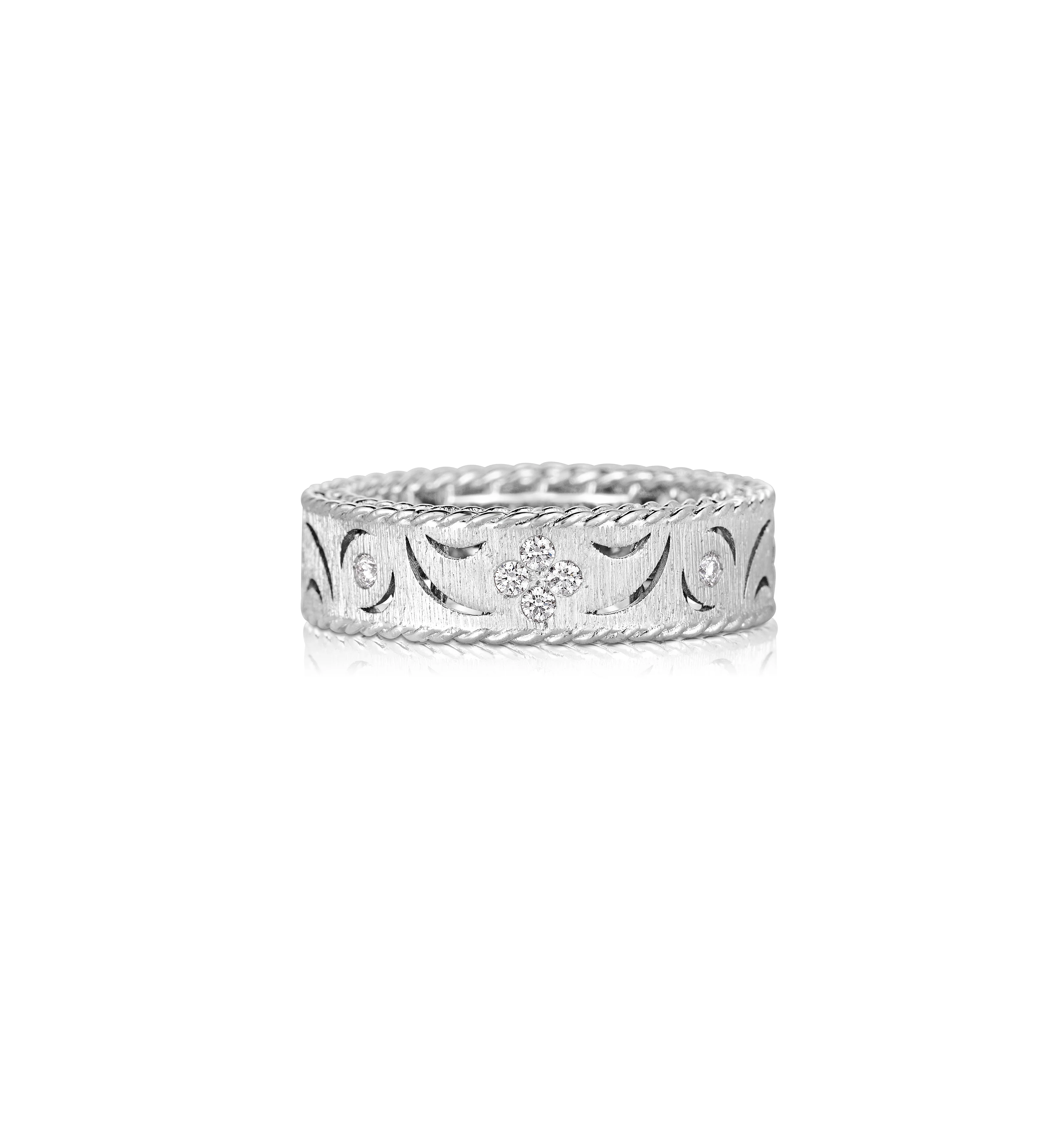 Roberto Coin Princess White Gold Diamond & Satin Finish Ring - Image 2