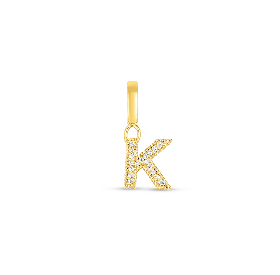 Roberto Coin Princess Yellow Gold Diamond Letter "K" Charm