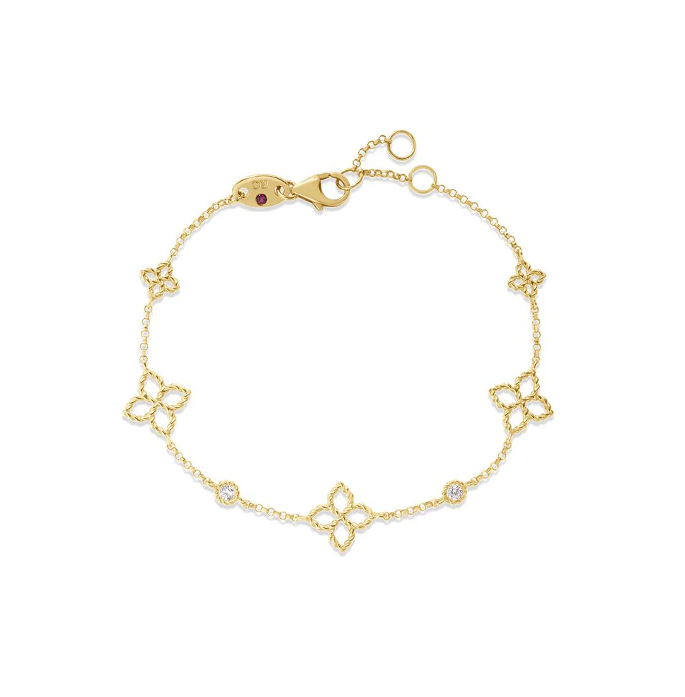 Roberto Coin Principessa Diamond & Flower Station Bracelet