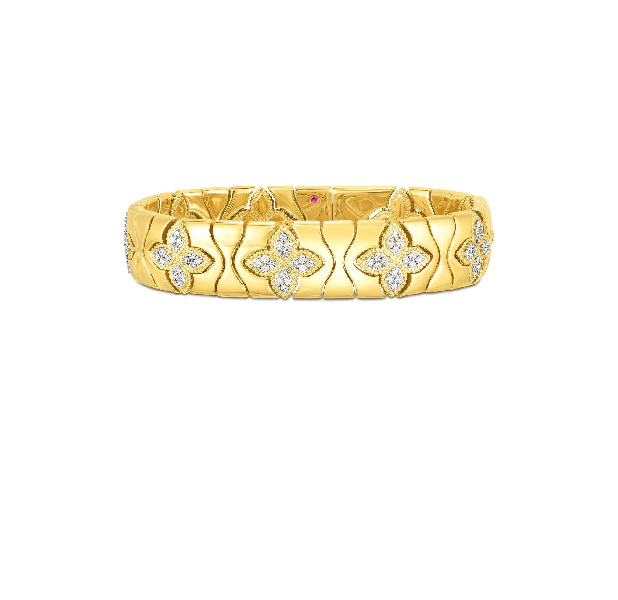 Roberto Coin Royal Princess Flower Yellow Gold Bracelet with Diamonds