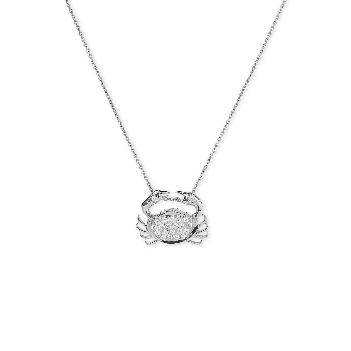 Roberto Coin Tiny Treasures 18K White Gold Diamond Crab Necklace