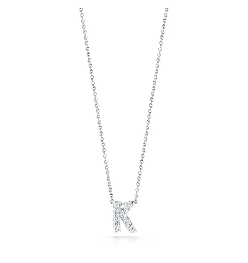 Roberto Coin Tiny Treasures White Gold "Love Letter" Initial Pendant - Image 11