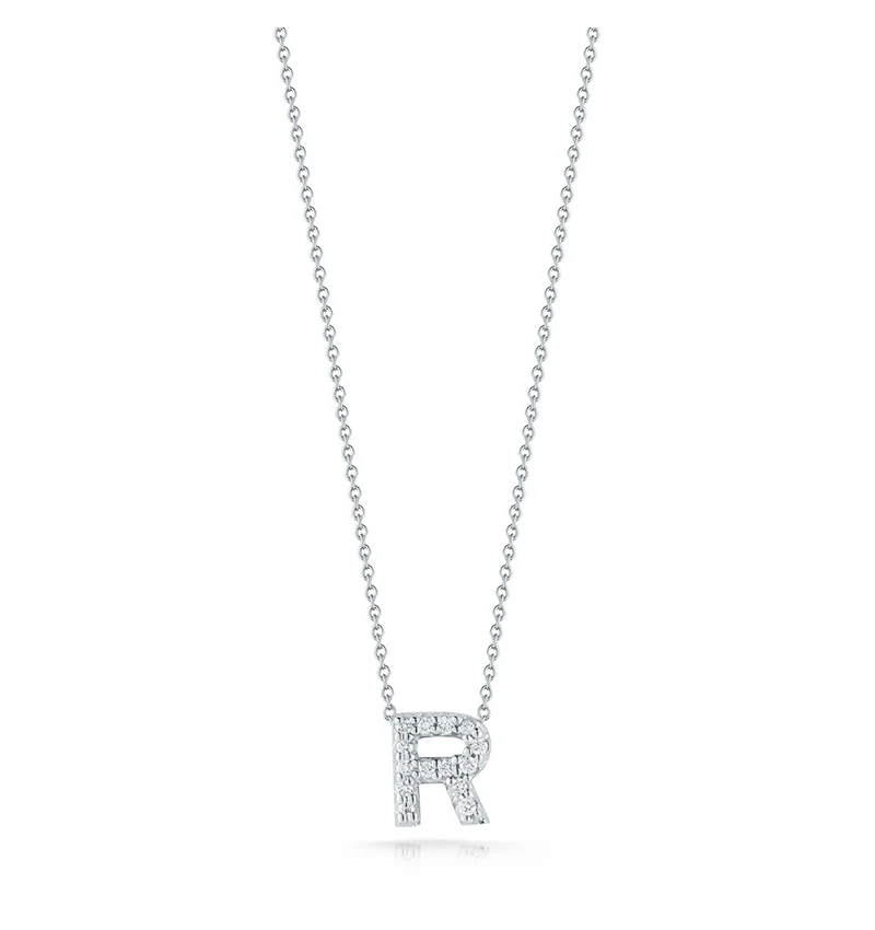 Roberto Coin Tiny Treasures White Gold "Love Letter" Initial Pendant - Image 18