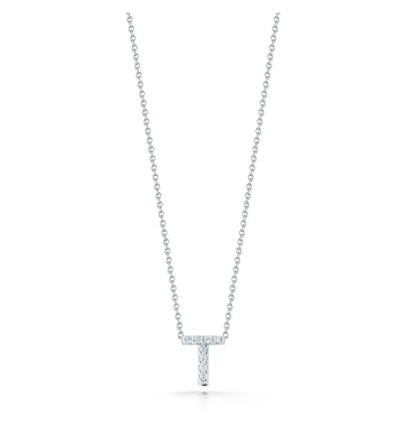Roberto Coin Tiny Treasures White Gold "Love Letter" Initial Pendant - Image 20