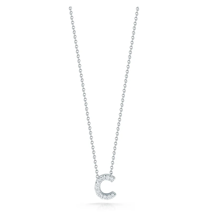 Roberto Coin Tiny Treasures White Gold "Love Letter" Initial Pendant - Image 3