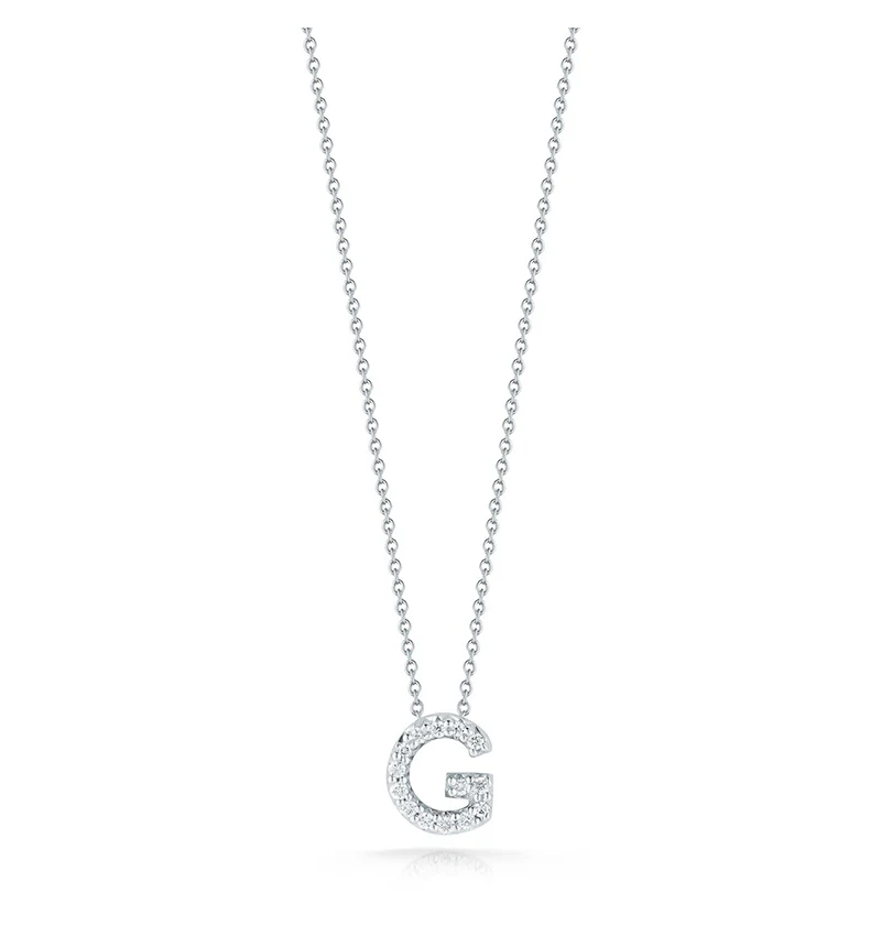 Roberto Coin Tiny Treasures White Gold "Love Letter" Initial Pendant - Image 7