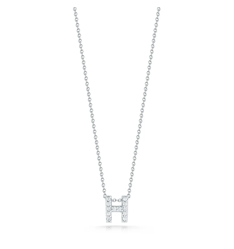 Roberto Coin Tiny Treasures White Gold "Love Letter" Initial Pendant - Image 8