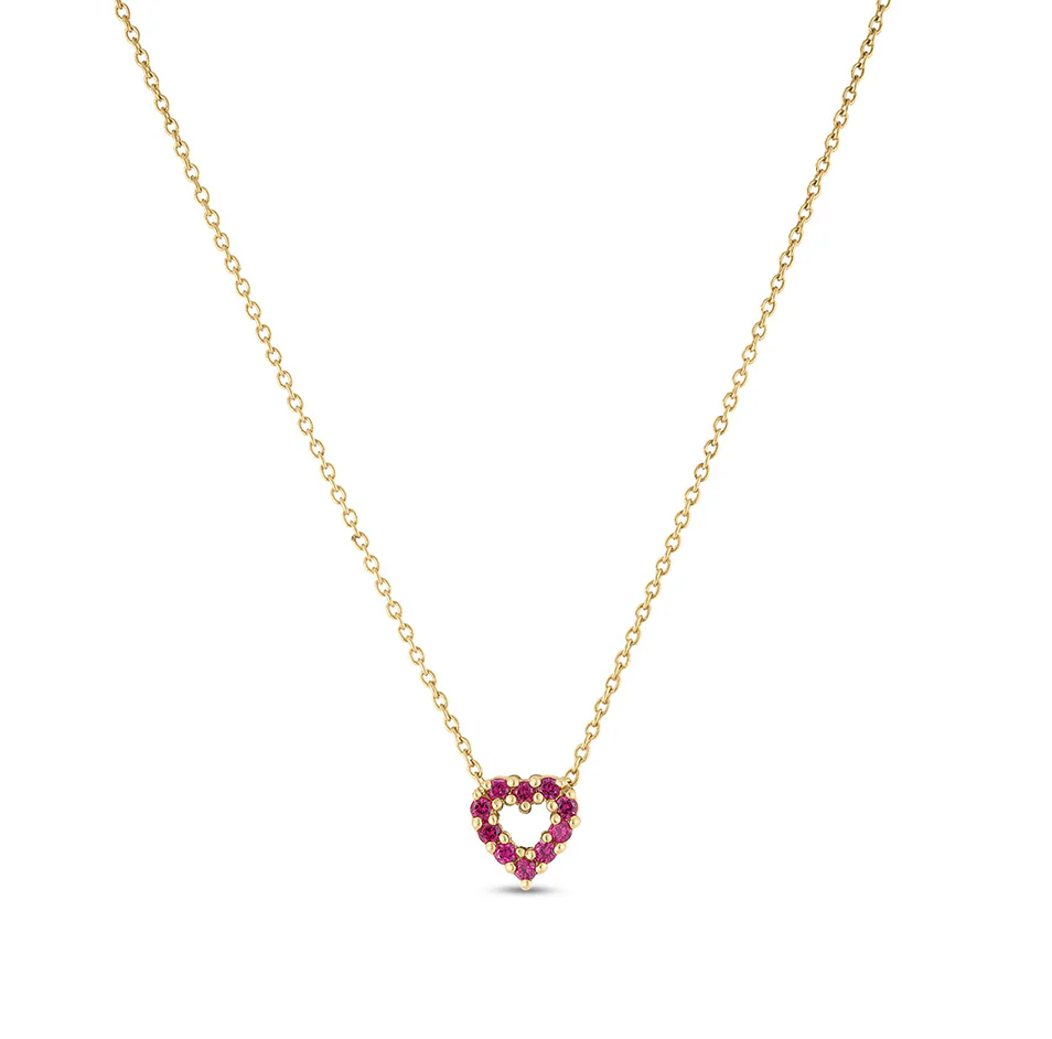 Roberto Coin Tiny Treasures Yellow Gold Diamond and Ruby Reversible Pendant